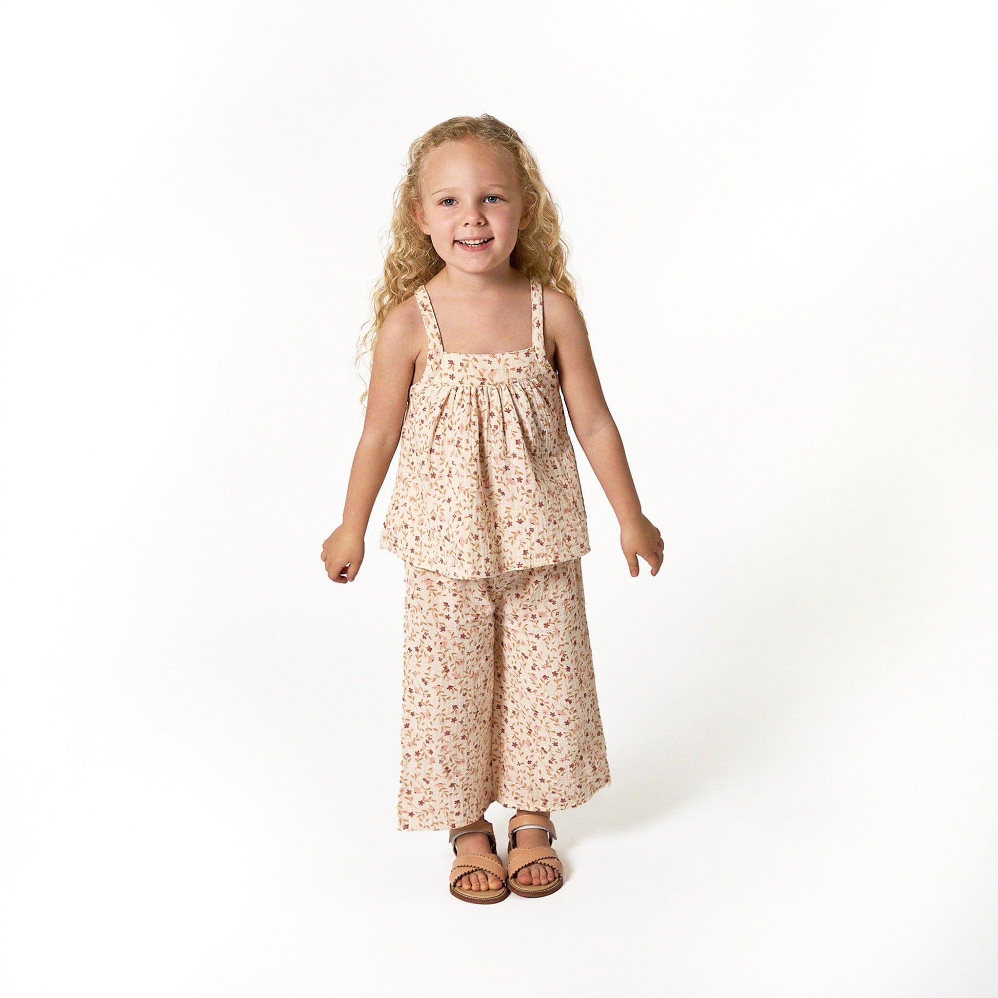 2-Piece Infant & Toddler Girls Beige Vine Floral Cropped Pants Set outfits Modern Moments™ by Gerber® 