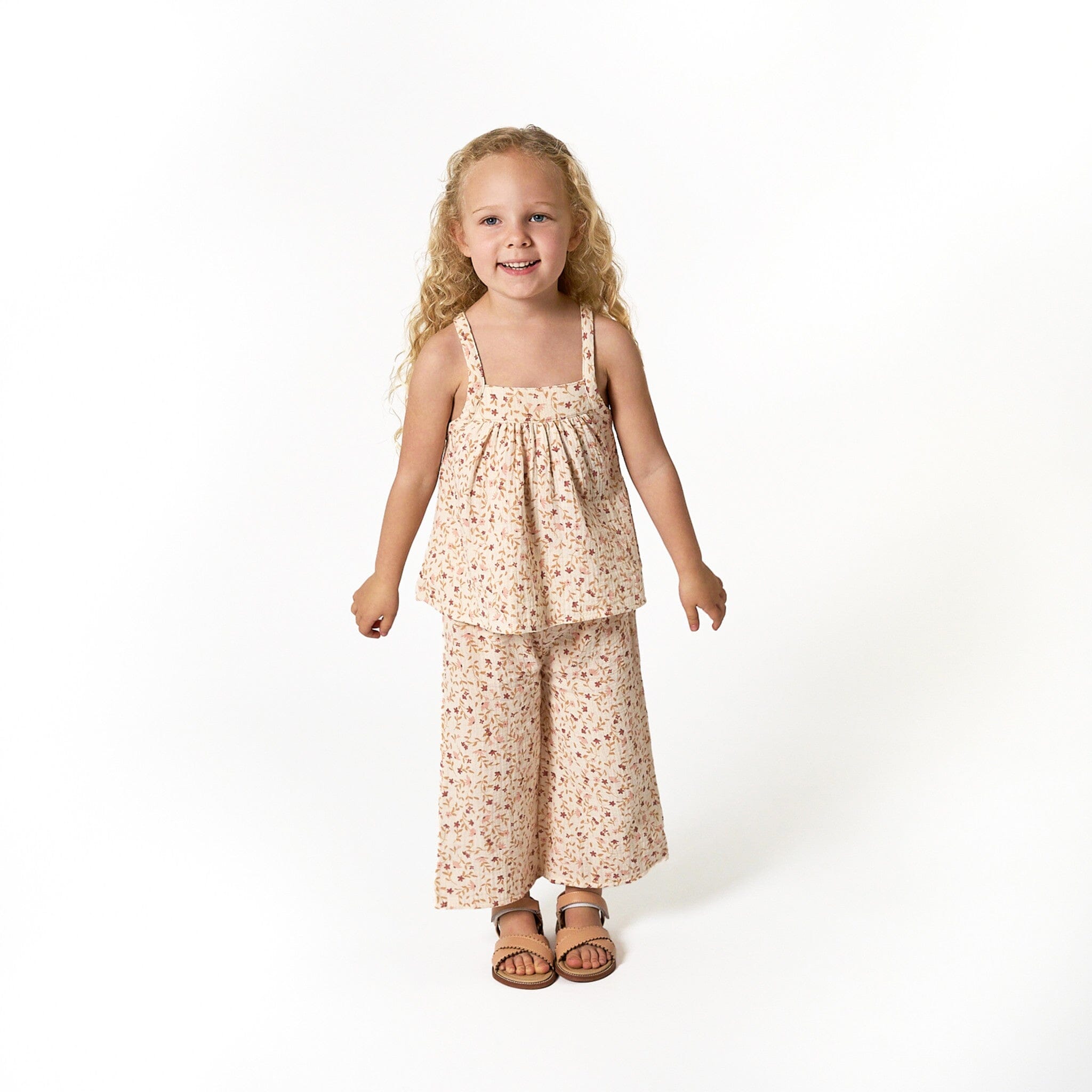 2-Piece Infant & Toddler Girls Beige Vine Floral Cropped Pants Set outfits Modern Moments™ by Gerber® 