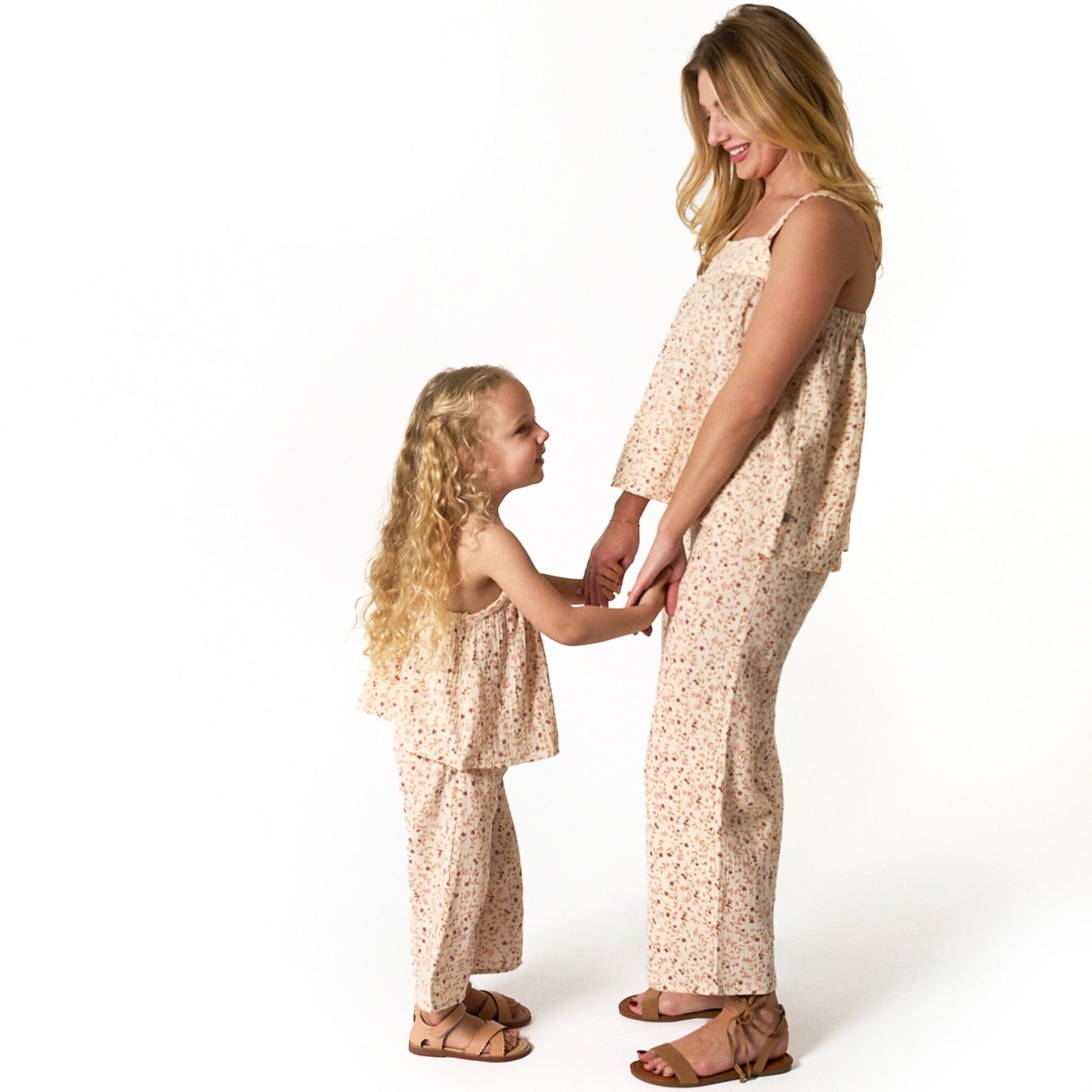 2-Piece Infant & Toddler Girls Beige Vine Floral Cropped Pants Set outfits Modern Moments™ by Gerber® 