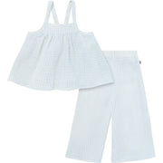 2-Piece Infant & Toddler Girls Light Blue Stripe Cropped Pants Set outfits Modern Moments™ by Gerber® 
