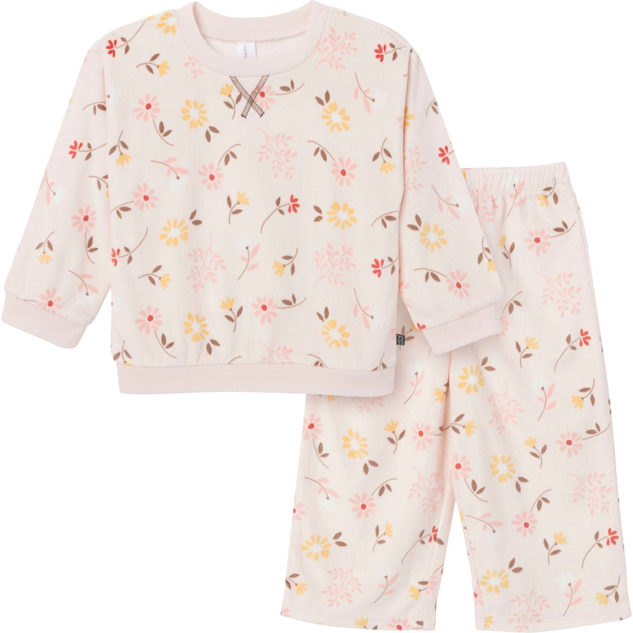 2-Piece Infant Toddler Girls Light Pink Falling Flower Fleece