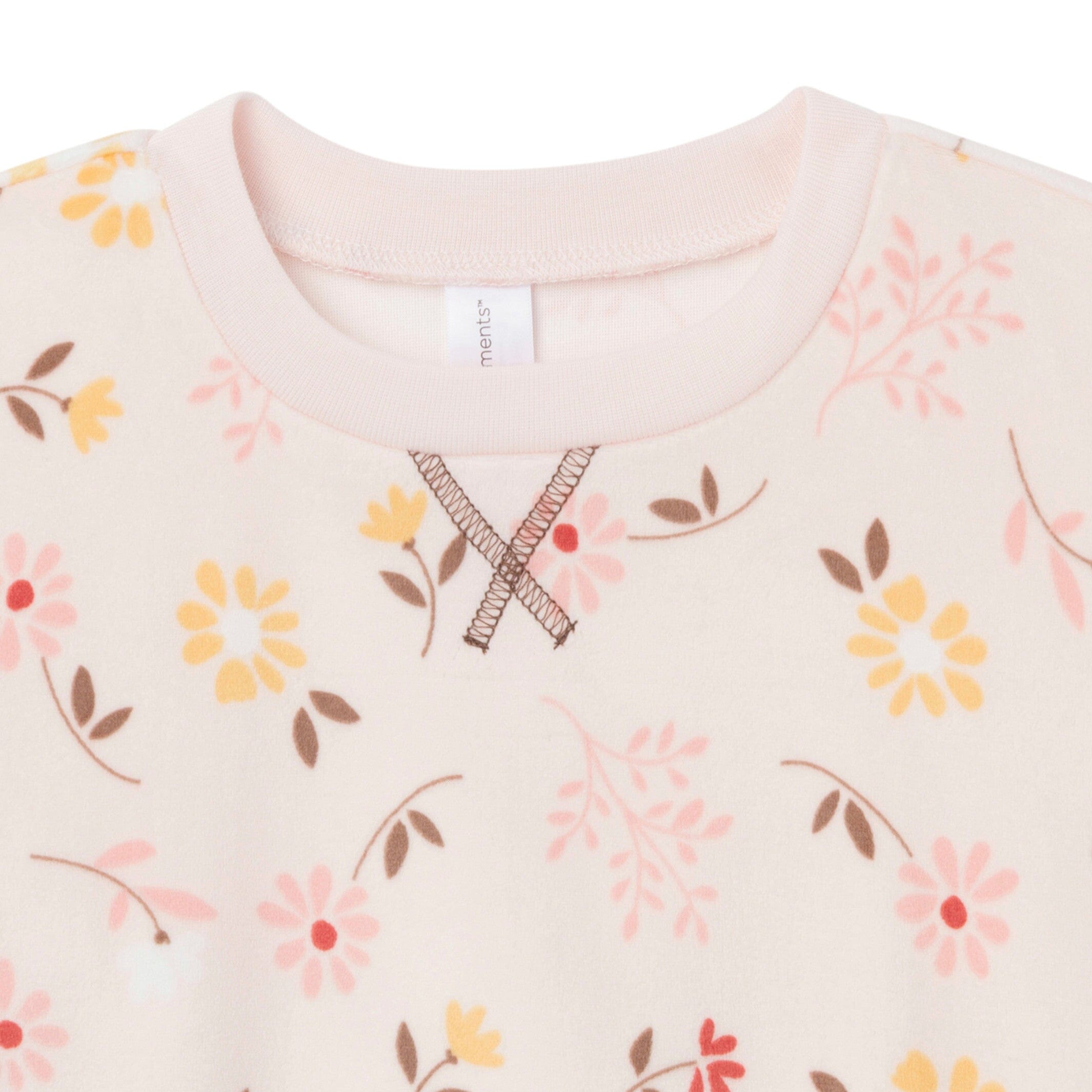 2-Piece Infant & Toddler Girls Light Pink Falling Flower Pajama Set