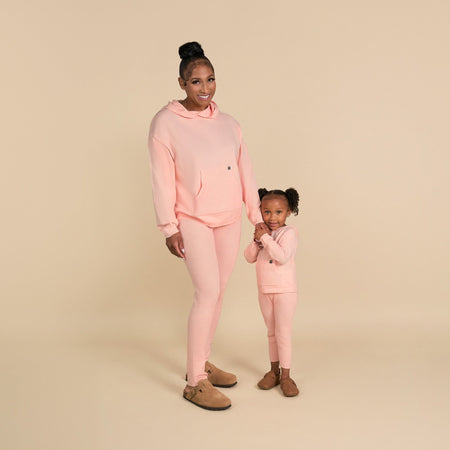 2-Piece Infant & Toddler Pink Hooded Waffle Top and Legging Viscose Set