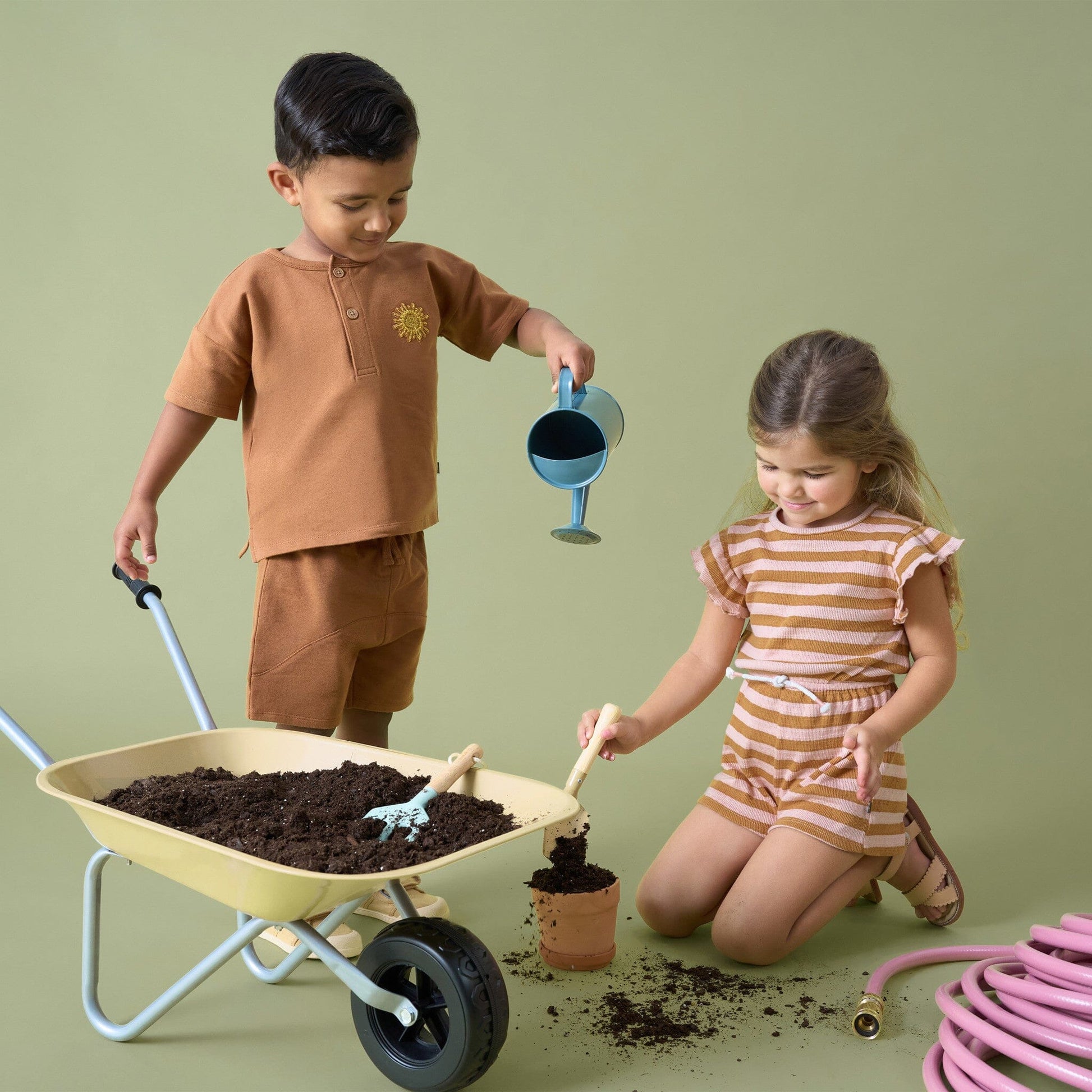 2-Piece Toddler Boys Medium Brown Henley Shirt and Shorts Set outfits Modern Moments™ by Gerber® 