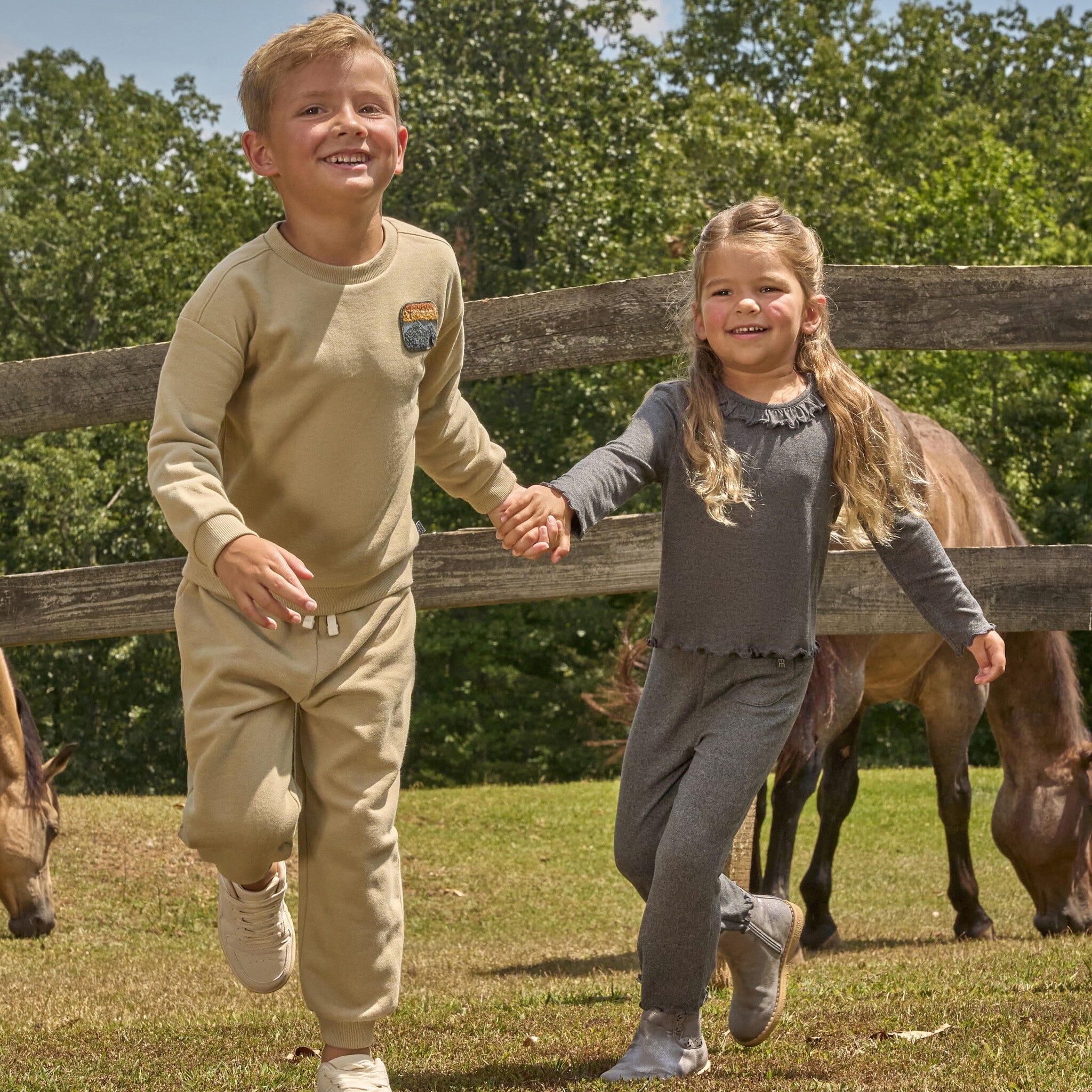 2-Piece Infant & Kids Girls Dark Gray Ruffle Collar Top and Flare Pant Set Outfits & Sets Gerber® 