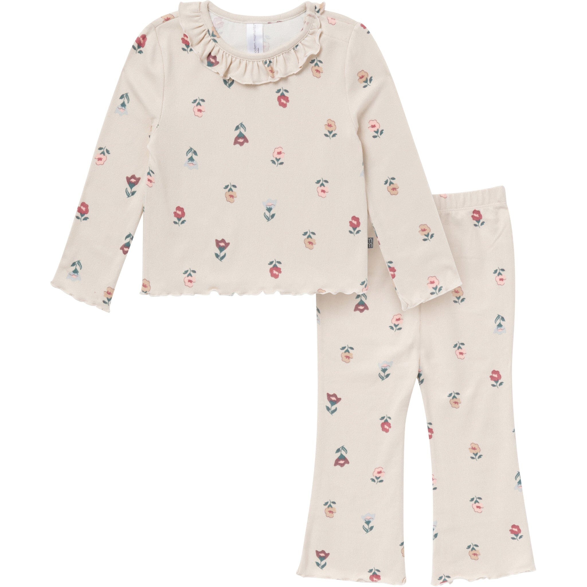 2-Piece Infant & Kids Girls Light Gray Ruffle Collar Top and Flare Pant Set Outfits & Sets Gerber® 