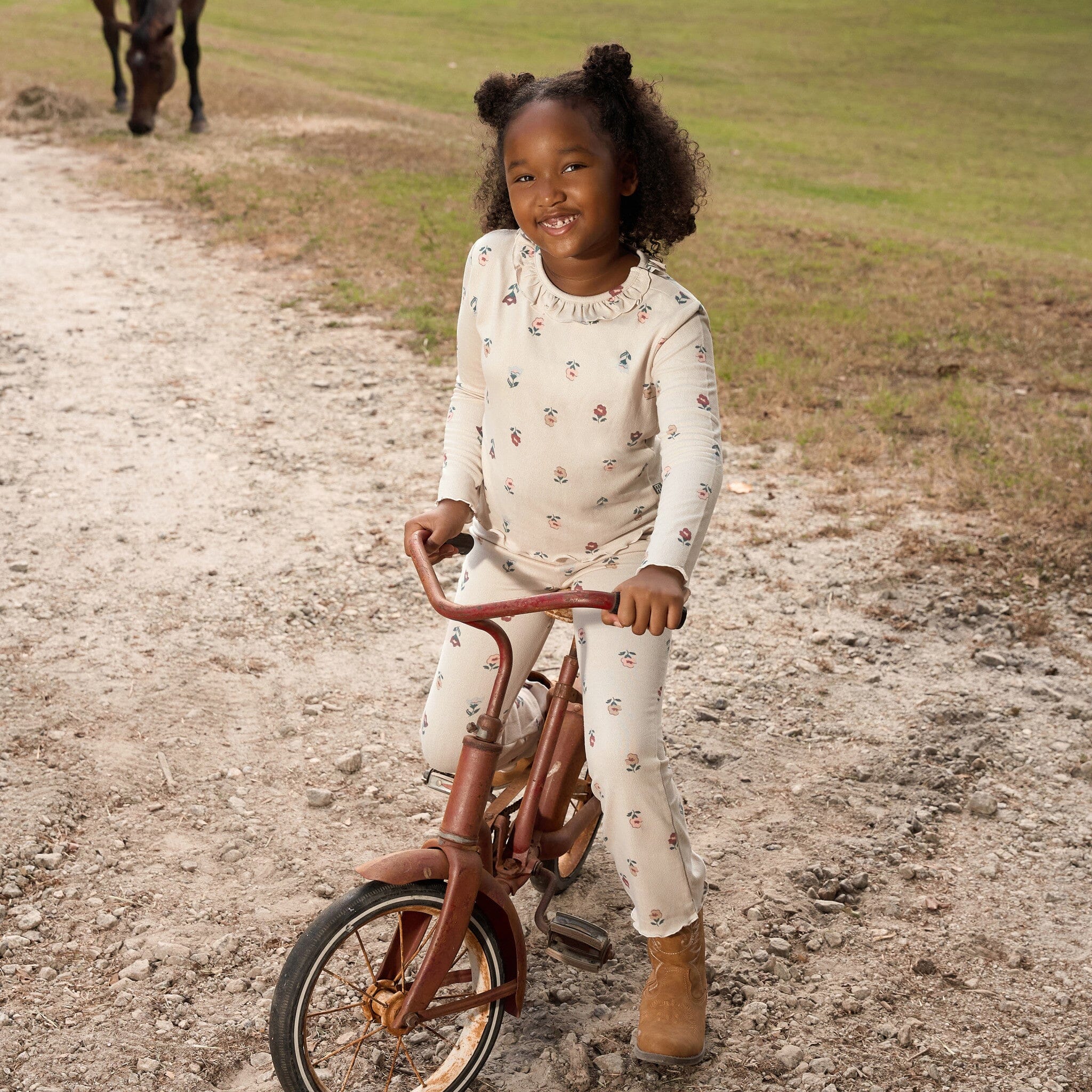 2-Piece Toddler Girls Light Gray Ruffle Collar Top and Flare Pant Set Outfits & Sets Gerber® 