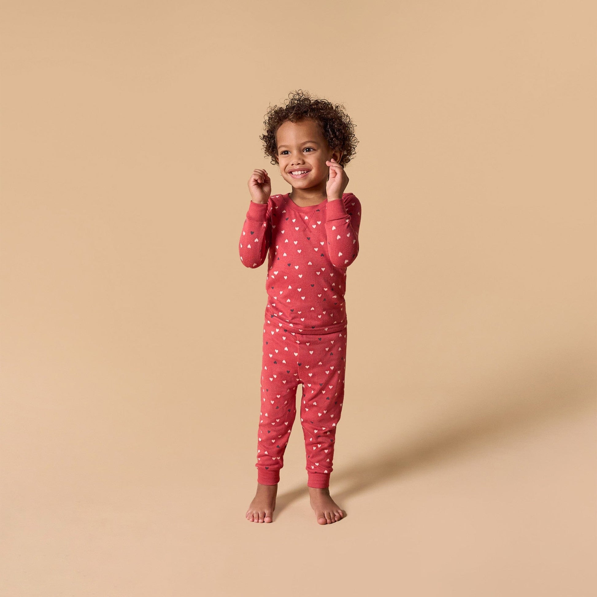 2-Piece Infant and Toddler Girls Red Hearts Tight Fitting Pajamas Set