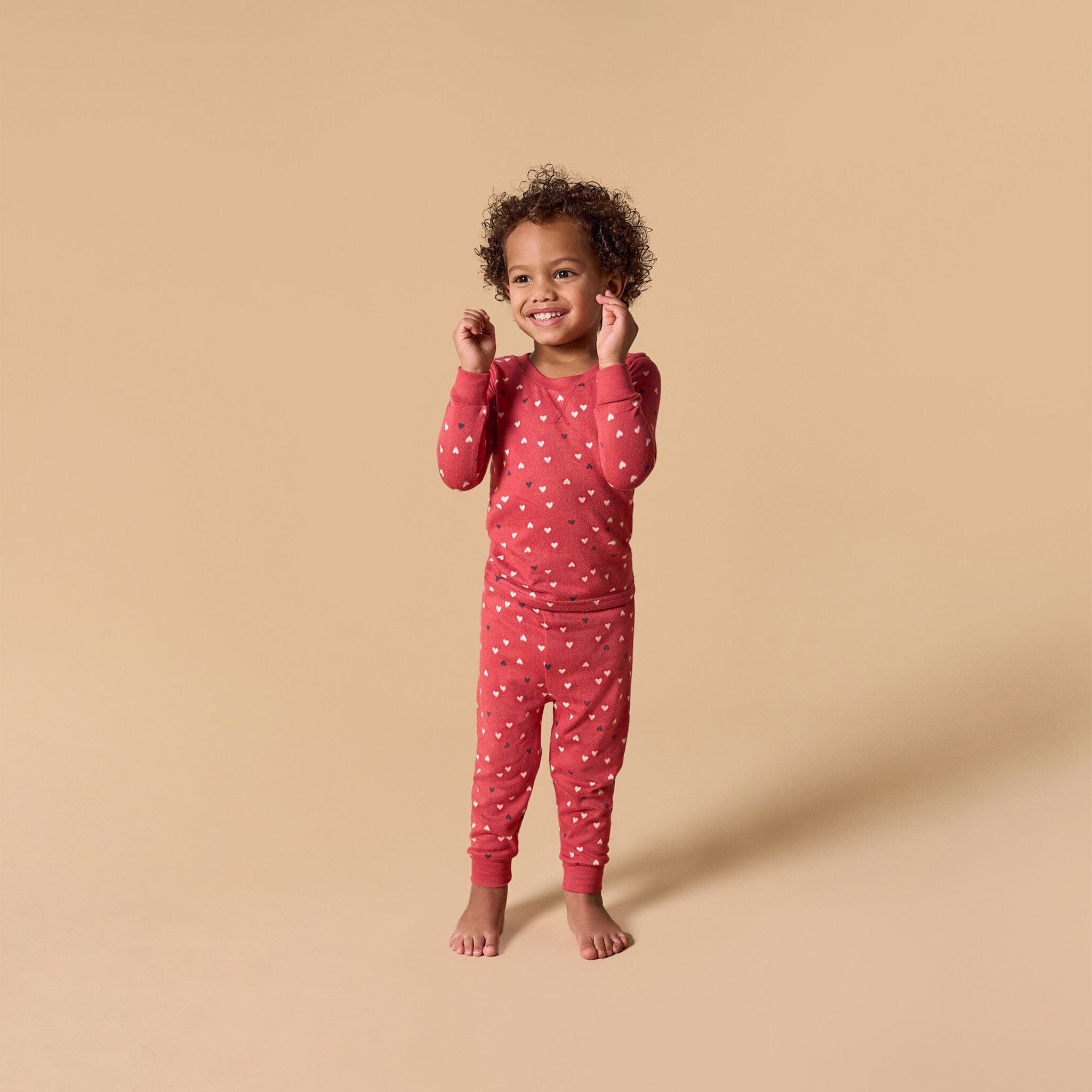 2-Piece Infant and Toddler Girls Red Hearts Tight Fitting Pajamas Set