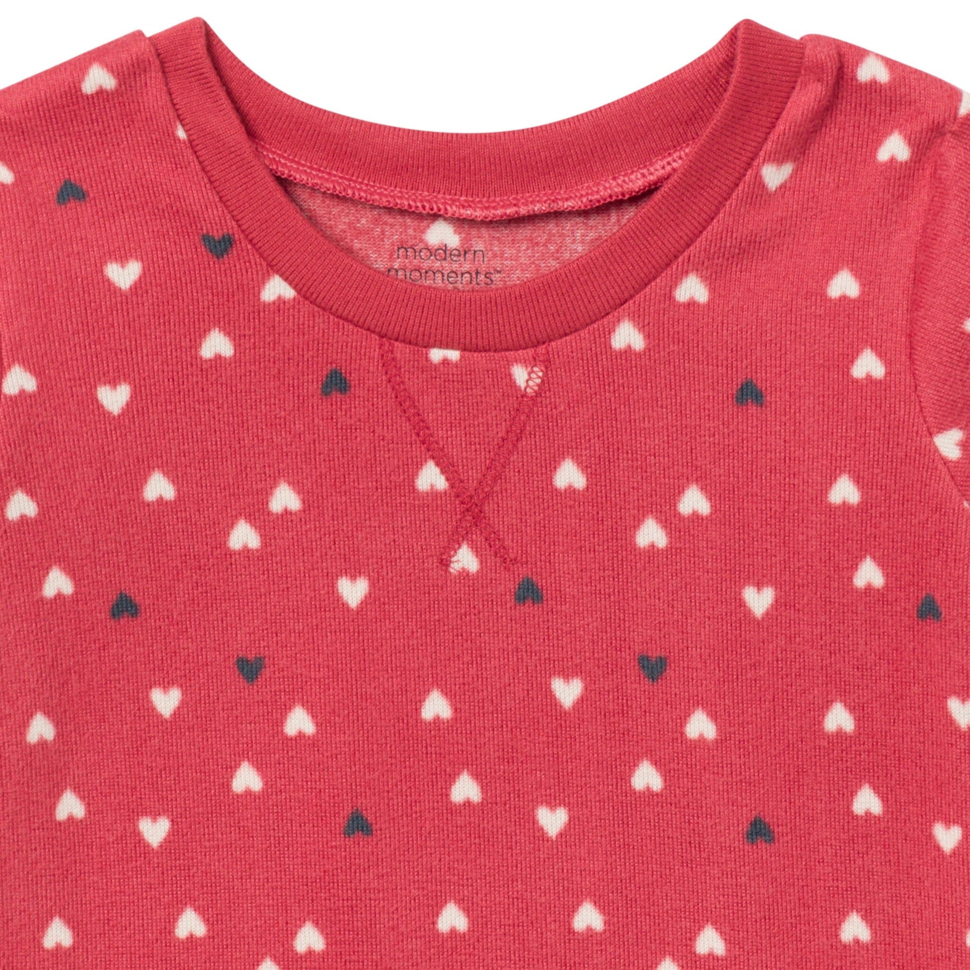 2-Piece Infant and Toddler Girls Red Hearts Tight Fitting Pajamas Set