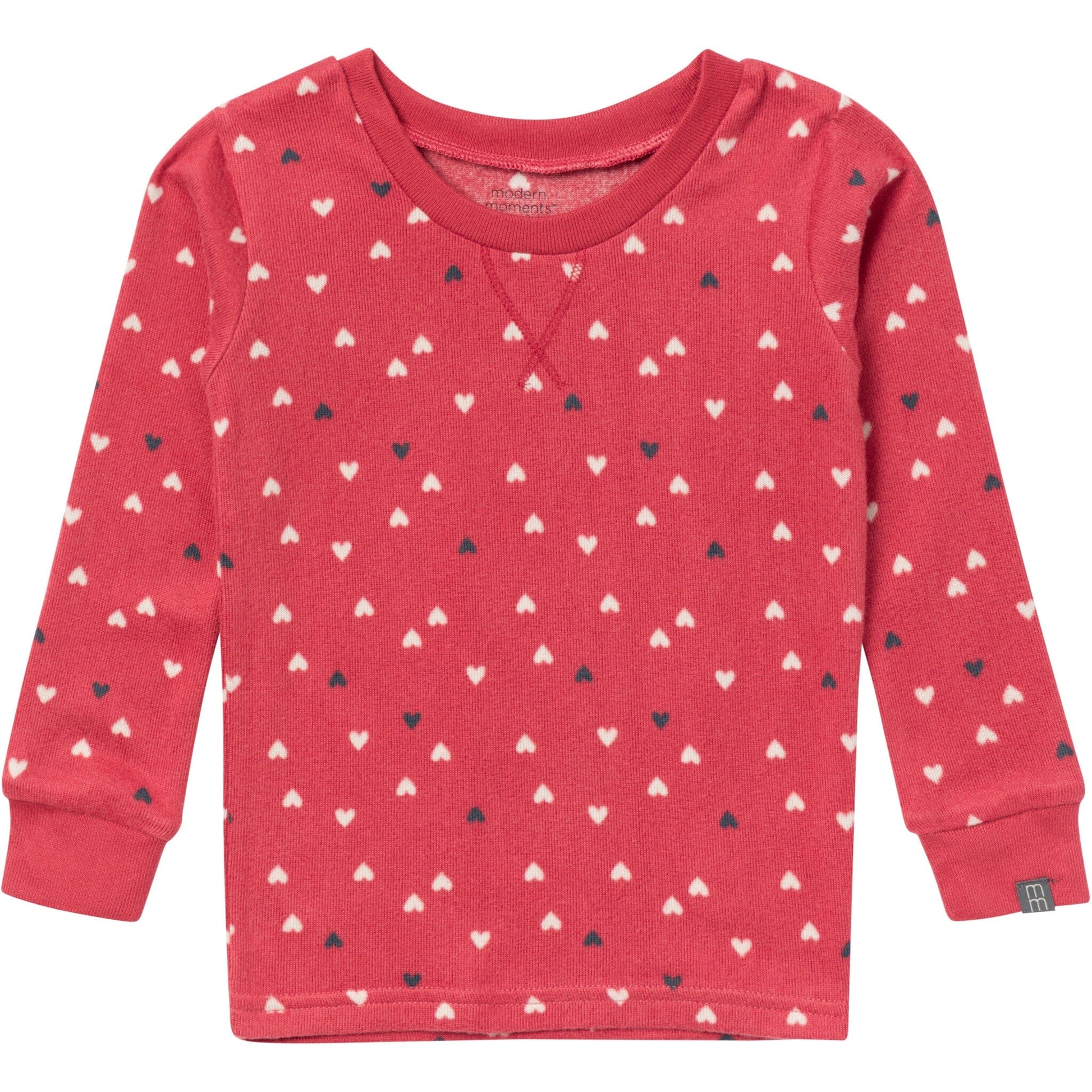 2-Piece Infant and Toddler Girls Red Hearts Tight Fitting Pajamas Set