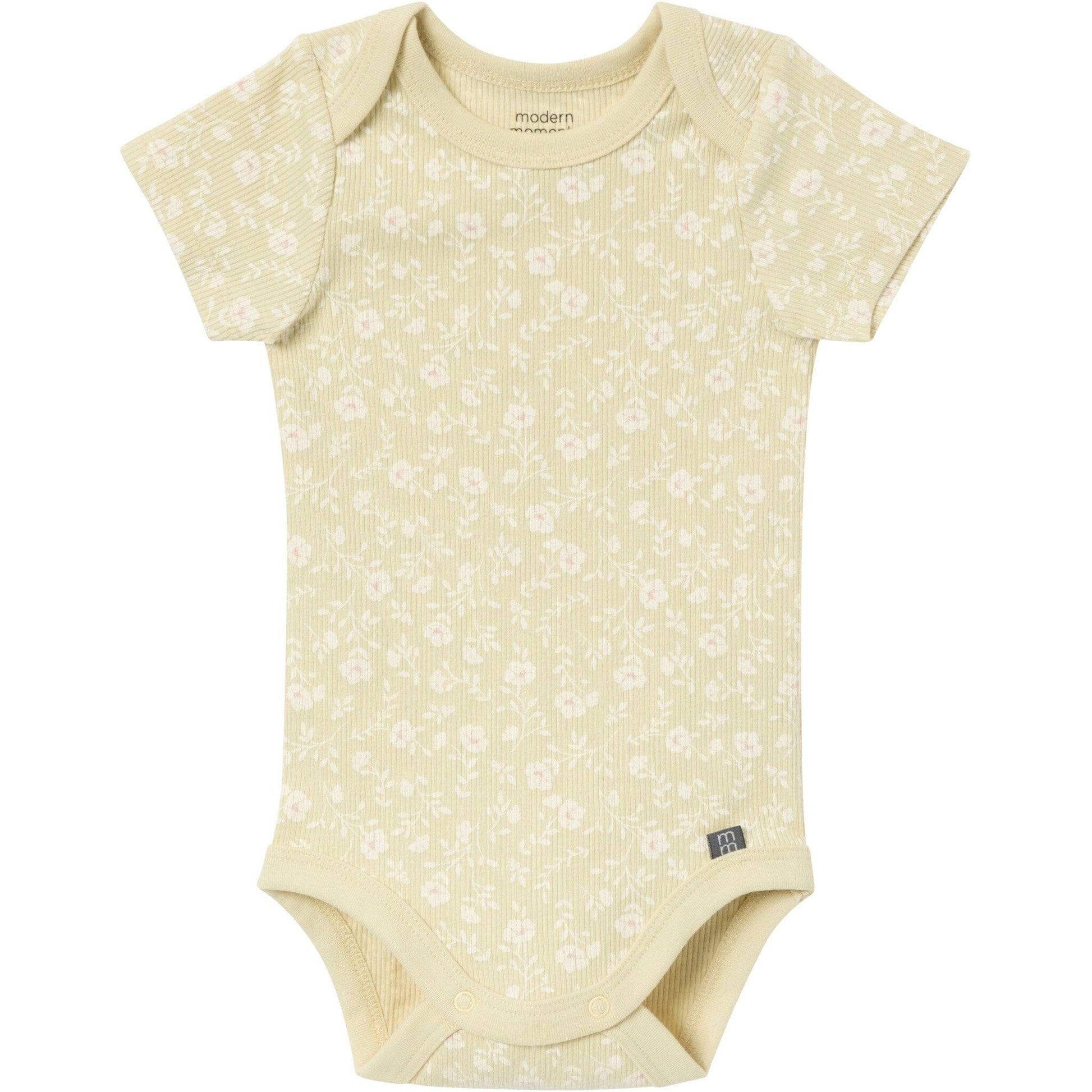 4-Pack Baby Girls Dusty Yellow Floral/Light Rose Short Sleeve Bodysuit and Shorts Set