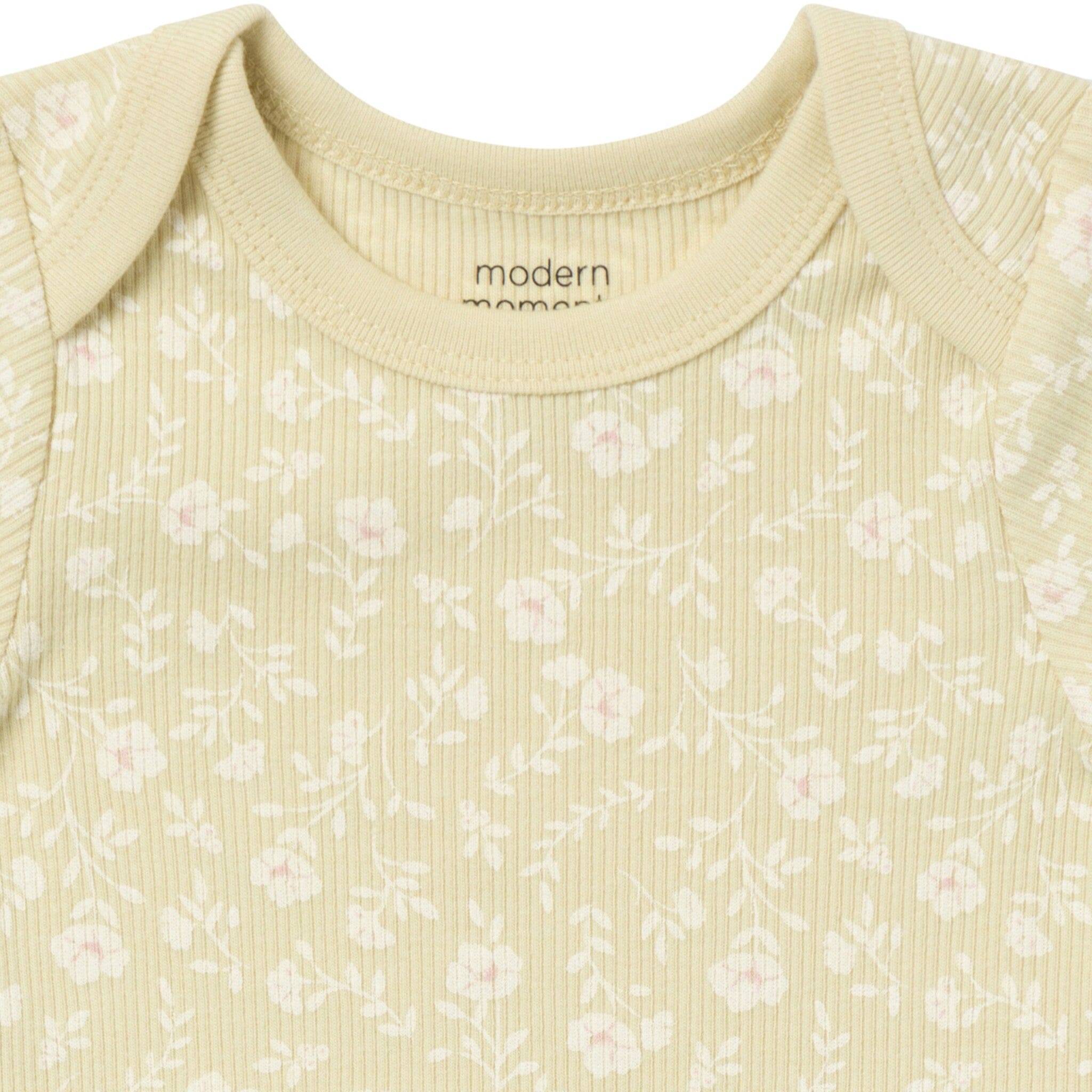 4-Pack Baby Girls Dusty Yellow Floral/Light Rose Short Sleeve Bodysuit and Shorts Set