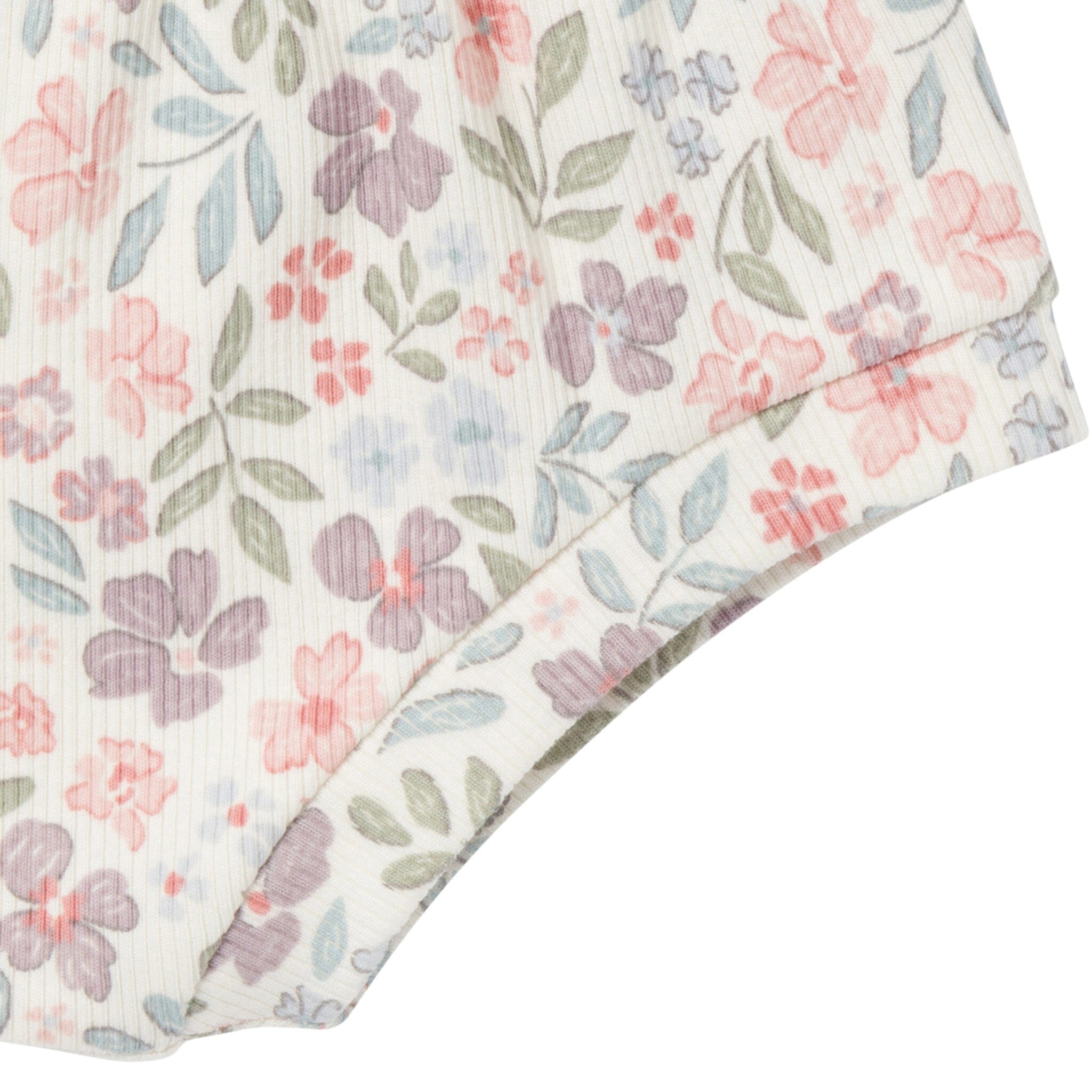 4-Pack Baby Girls Ivory Garden/Medium Lilac Short Sleeve Bodysuit and Shorts Set