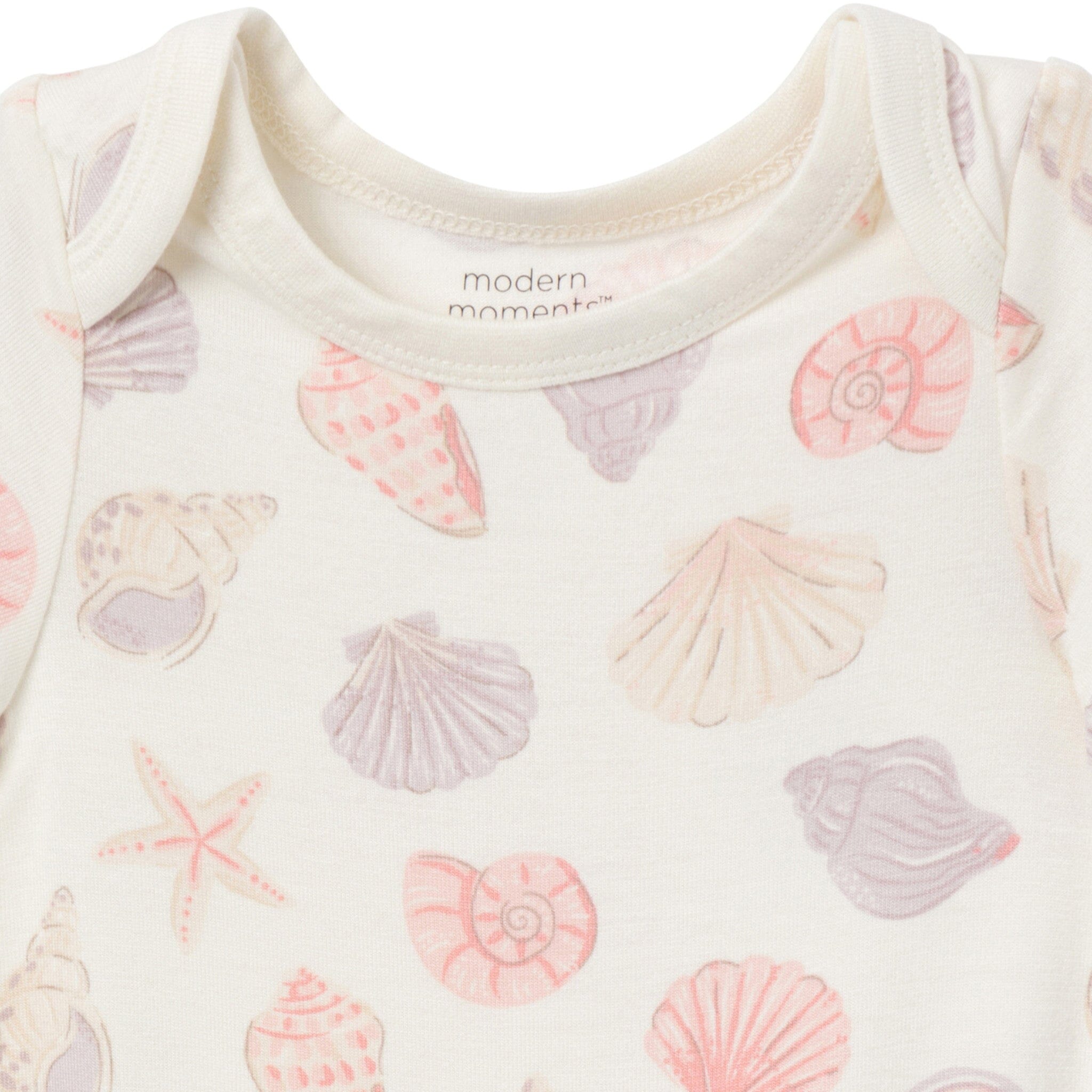 4-Pack Baby Girls Ivory Seashells Bodysuit and Pant Set outfits Modern Moments™ by Gerber® 