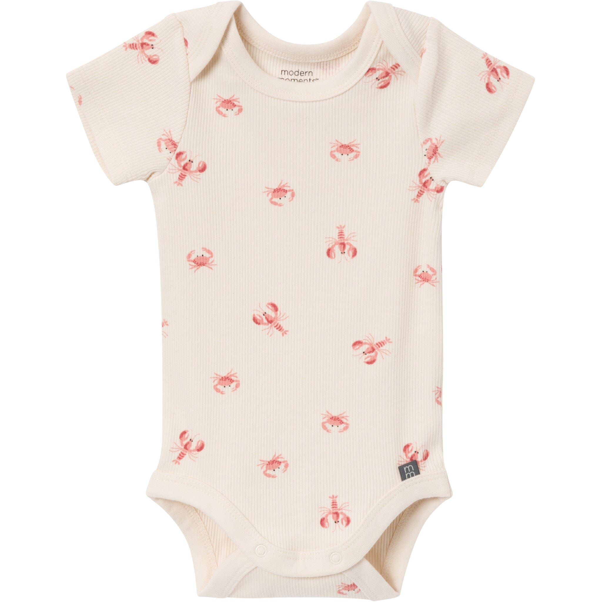 4-Pack Baby Neutral Beige Lobster/Medium Rose Short Sleeve Bodysuit and Shorts Set