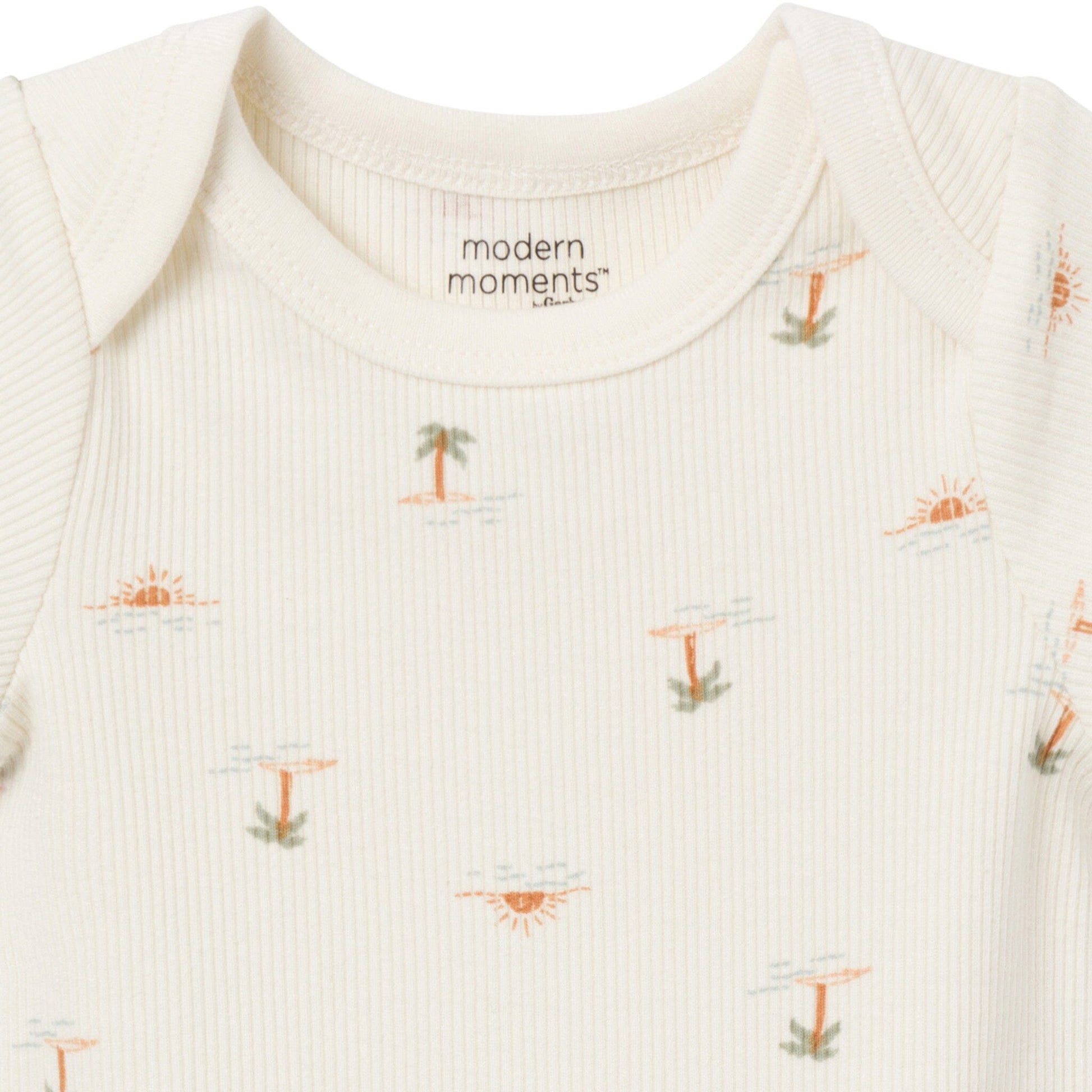 4-Pack Baby Neutral Ivory Mini Island/Medium Green Short Sleeve Bodysuit and Shorts Set