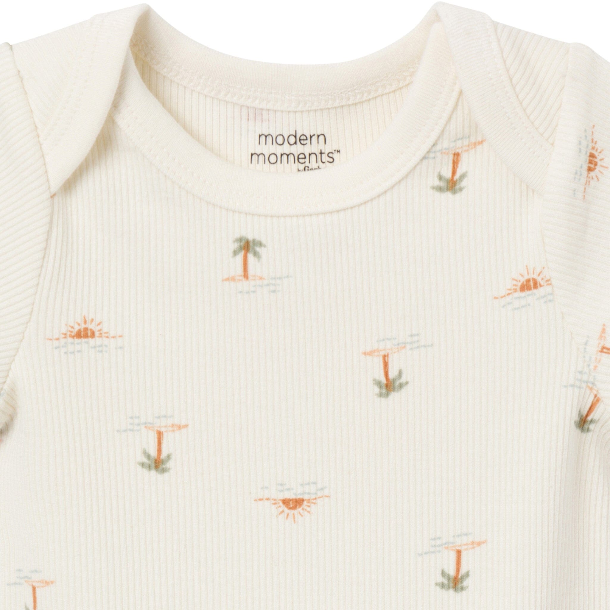 4-Pack Baby Neutral Ivory Mini Island/Medium Green Short Sleeve Bodysuit and Shorts Set