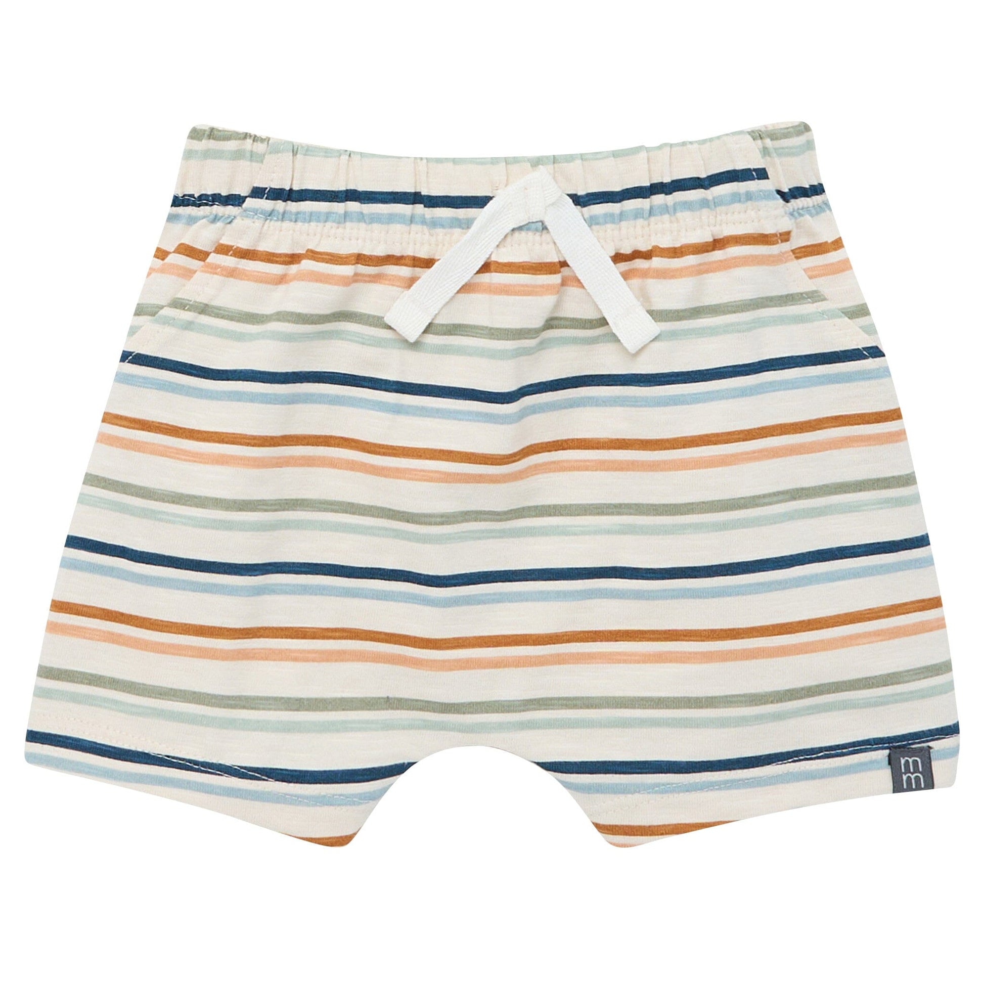 4-Piece Baby Boys Beige Stripe/Medium Teal Sleeveless Shirt and Shorts Set