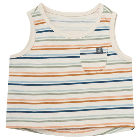 4-Piece Baby Boys Beige Stripe Sleeveless Shirts and Shorts Set