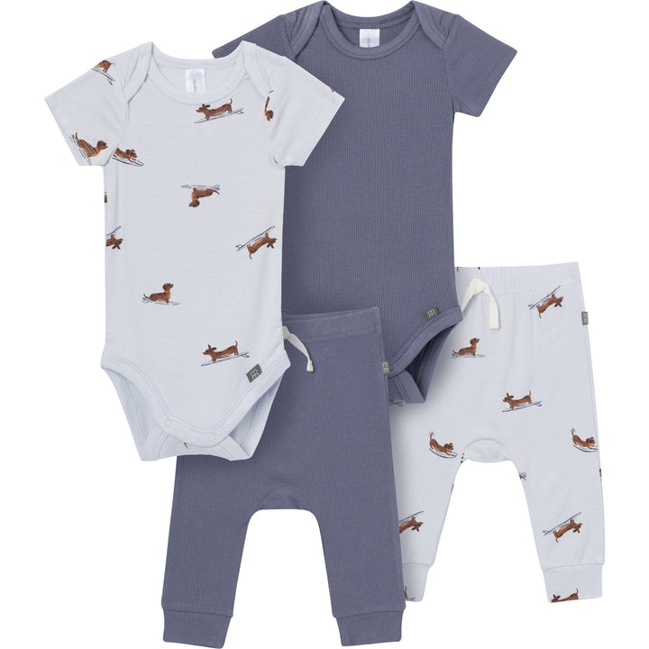 4-Piece Baby Boys Dachshund Surf Bodysuit and Pant Outfits & Sets Modern Moments™ by Gerber® 