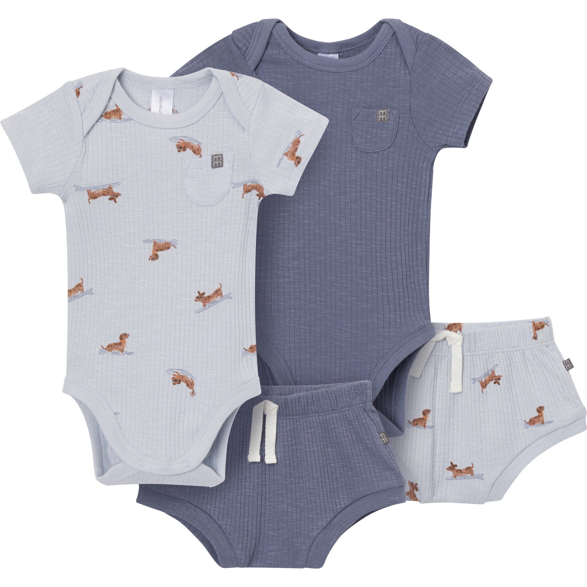 4-Piece Baby Boys Dachshund Surf Bodysuit and Shorties outfits modern moments™ by Gerber® 