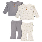 4-Piece Baby Girls Gray Henley Ruffle Top With Pants Outfits & Sets Gerber® 