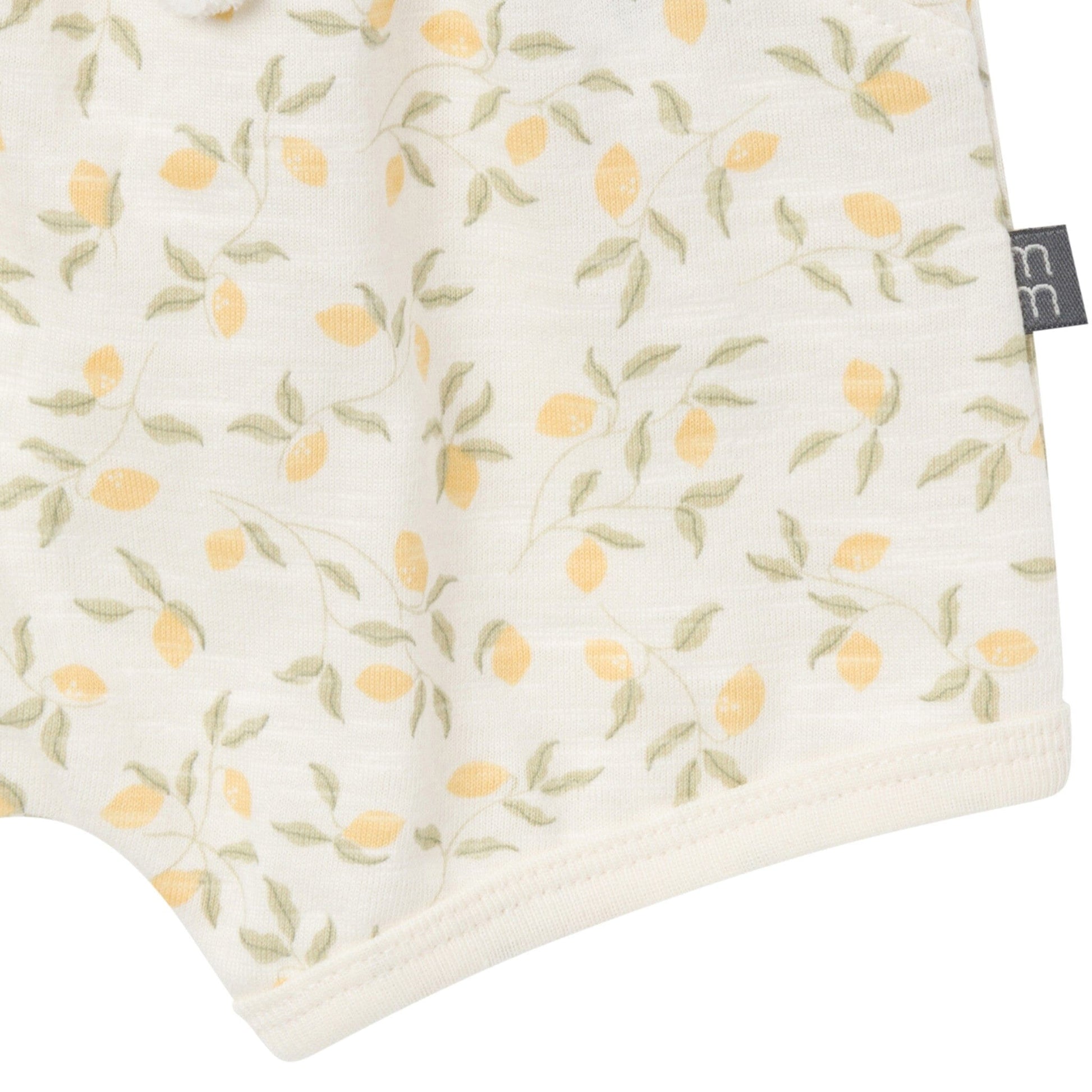 4-Piece Baby Girls Ivory Lemon Vines/Light Yellow Sleeveless Peplum Tops and Shorts Set