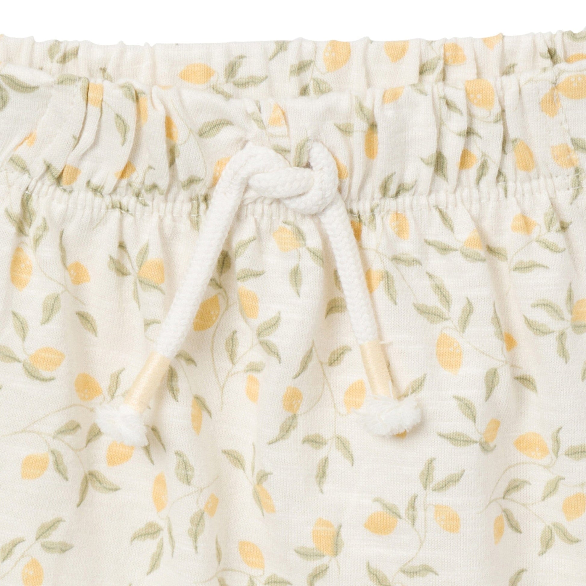 4-Piece Baby Girls Ivory Lemon Vines/Light Yellow Sleeveless Peplum Tops and Shorts Set