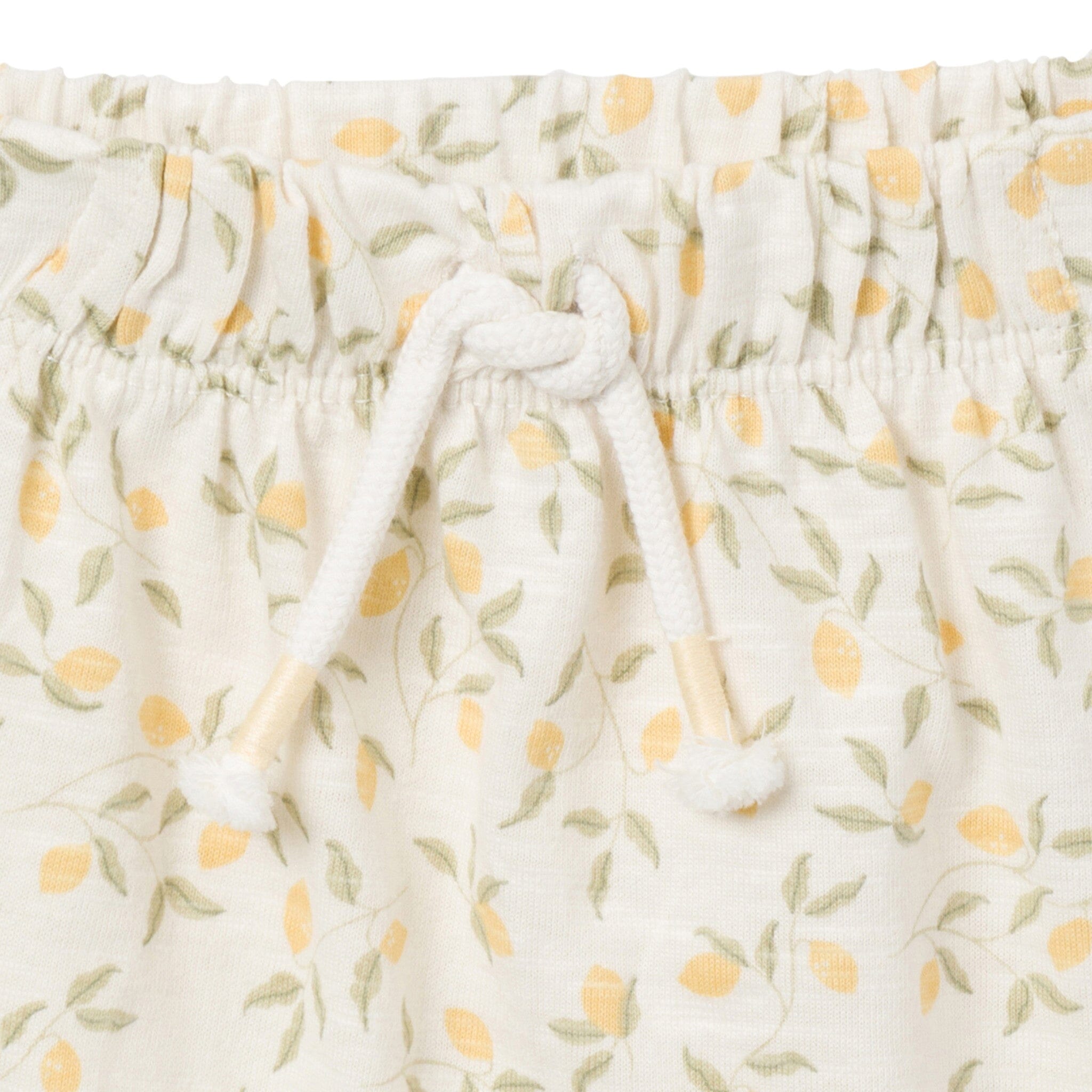 4-Piece Baby Girls Ivory Lemon Vines/Light Yellow Sleeveless Peplum Tops and Shorts Set