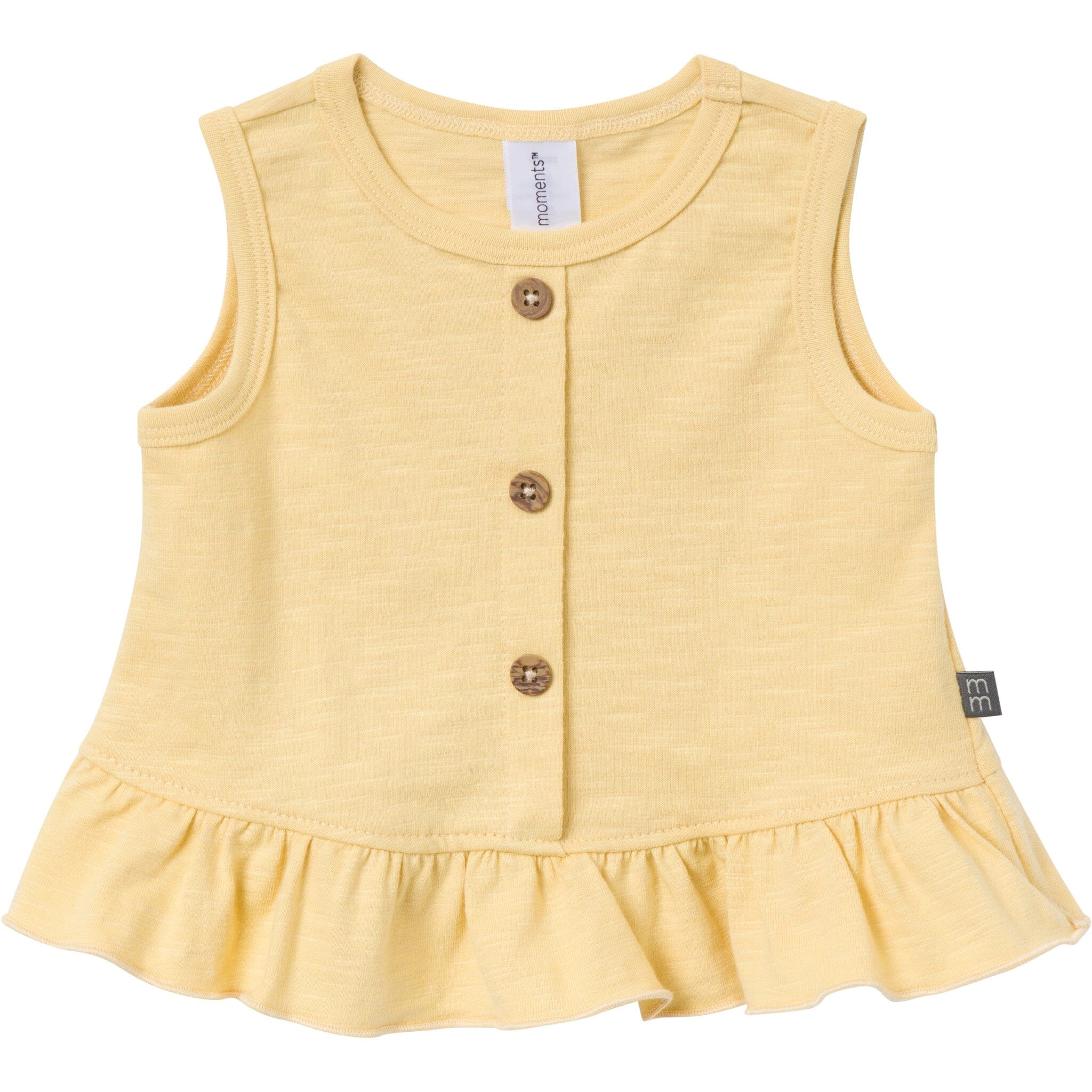 4-Piece Baby Girls Ivory Lemon Vines/Light Yellow Sleeveless Peplum Tops and Shorts Set
