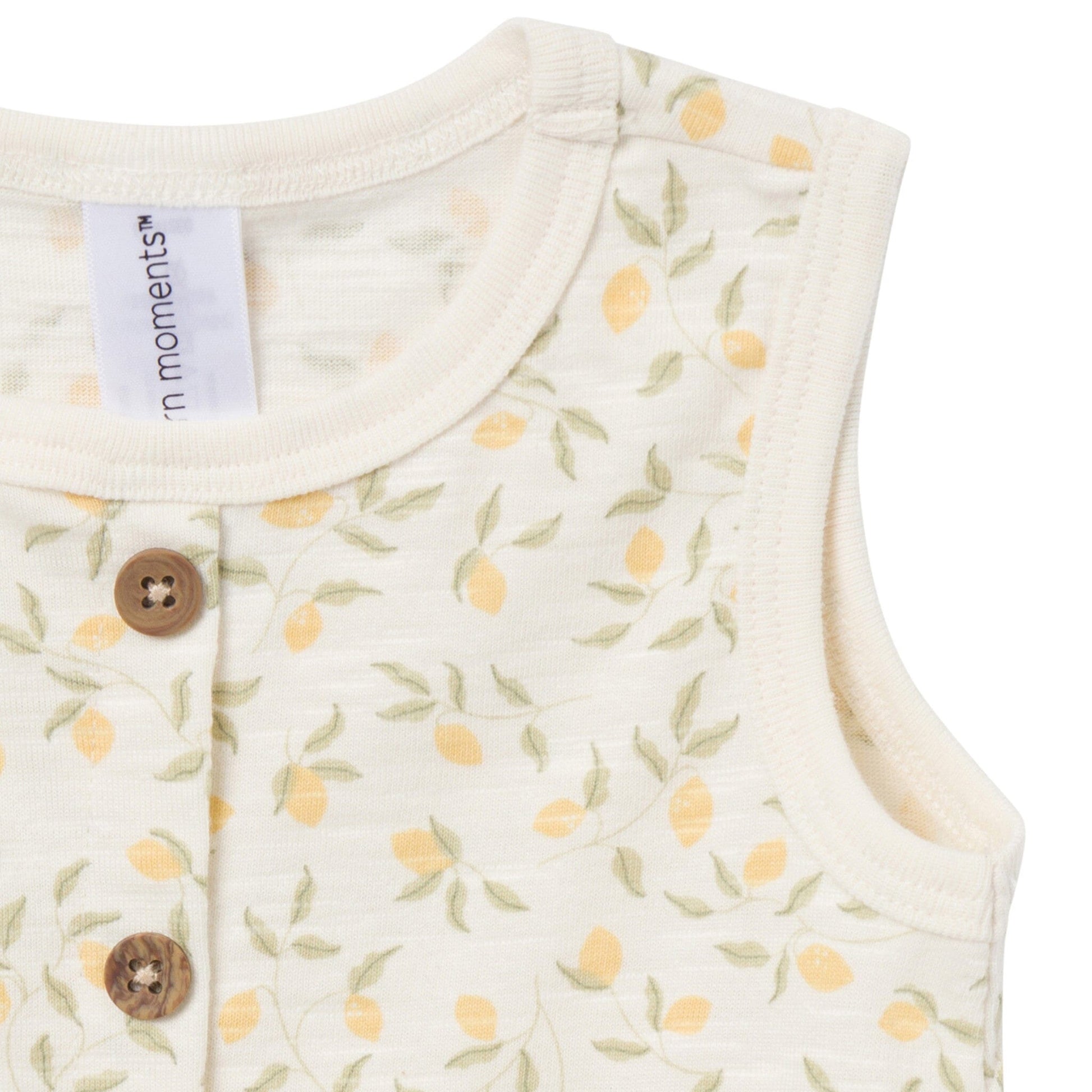 4-Piece Baby Girls Ivory Lemon Vines/Light Yellow Sleeveless Peplum Tops and Shorts Set