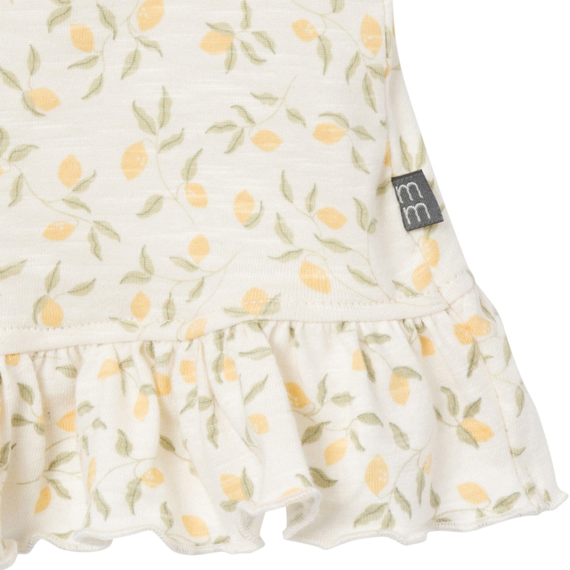 4-Piece Baby Girls Ivory Lemon Vines/Light Yellow Sleeveless Peplum Tops and Shorts Set