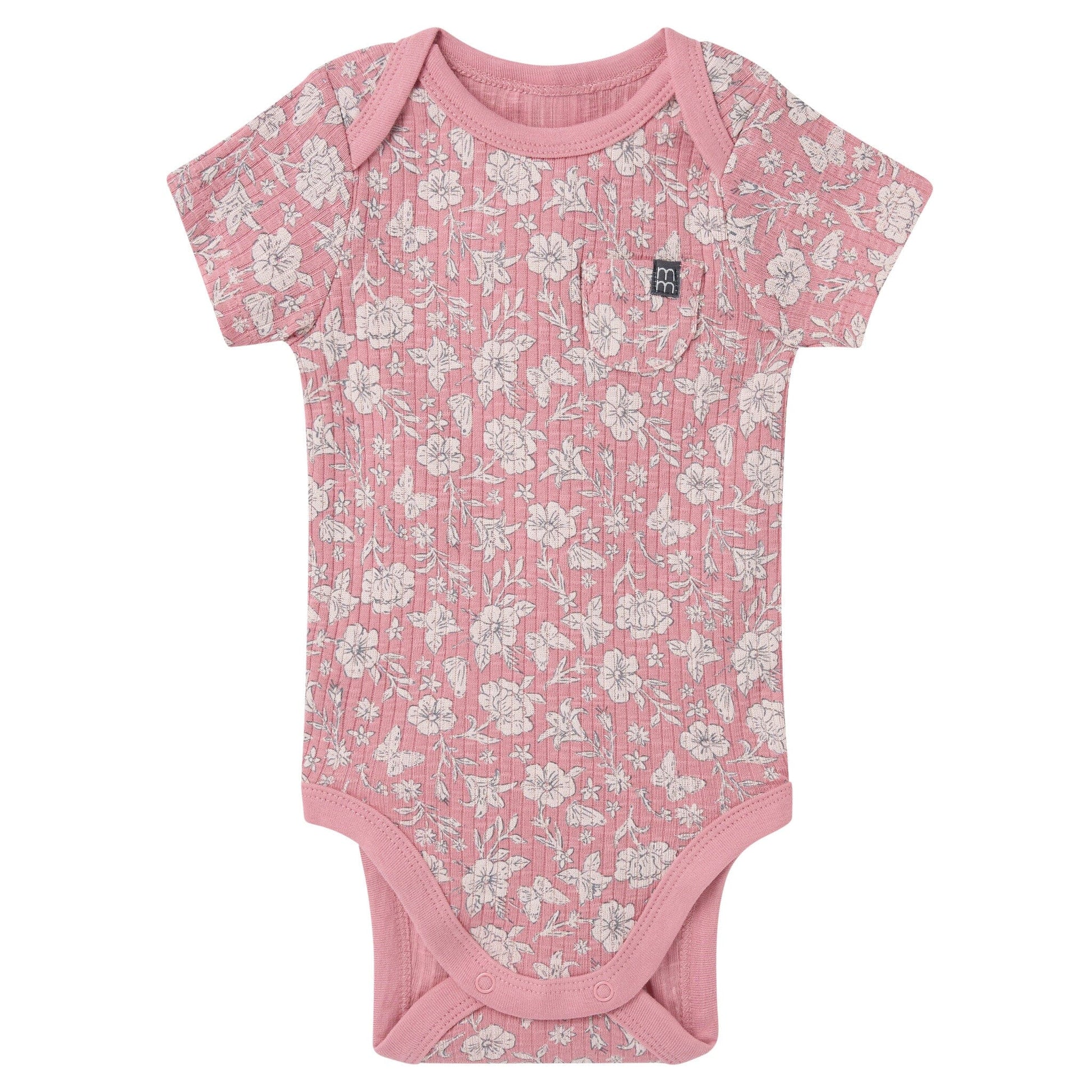 4-Piece Baby Girls Pink Flower Bodysuit and Shorties outfits modern moments™ by Gerber® 