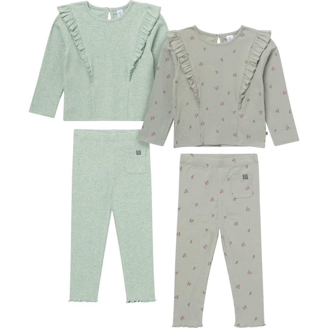 4-Piece Baby Girls Blue and Green Ruffle Top and Legging Set Outfits & Sets Modern Moments™ by Gerber® 