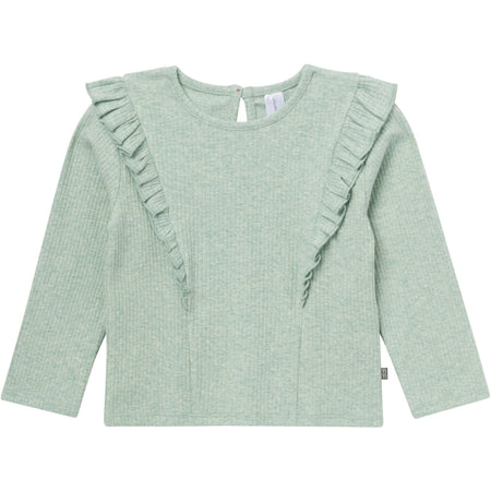 4-Piece Girls Green Floral Ruffle Tops and Leggings Set