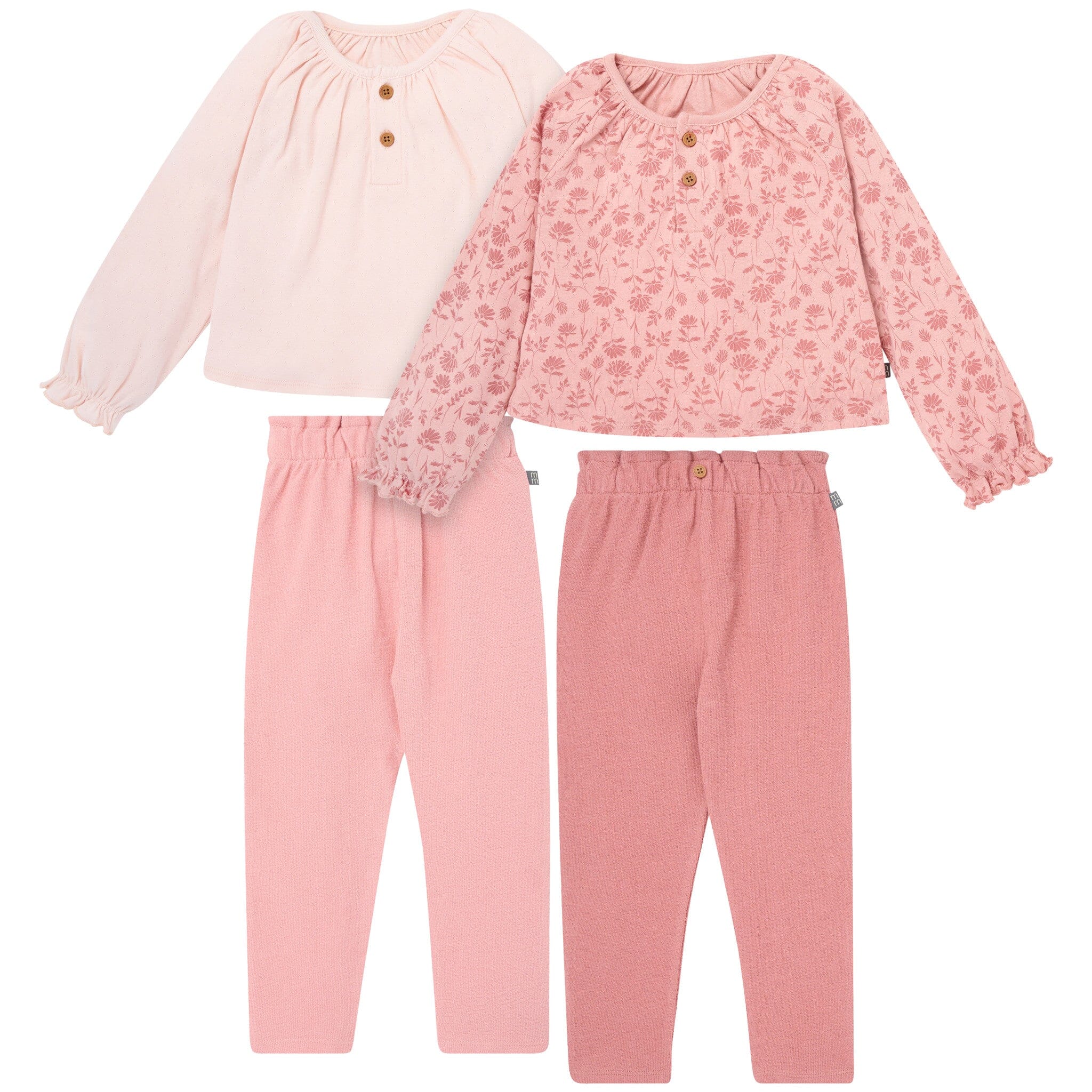 4-Piece Baby Girls Rose Henley Top and Paperbag Pants Set Outfits & Sets Gerber® 
