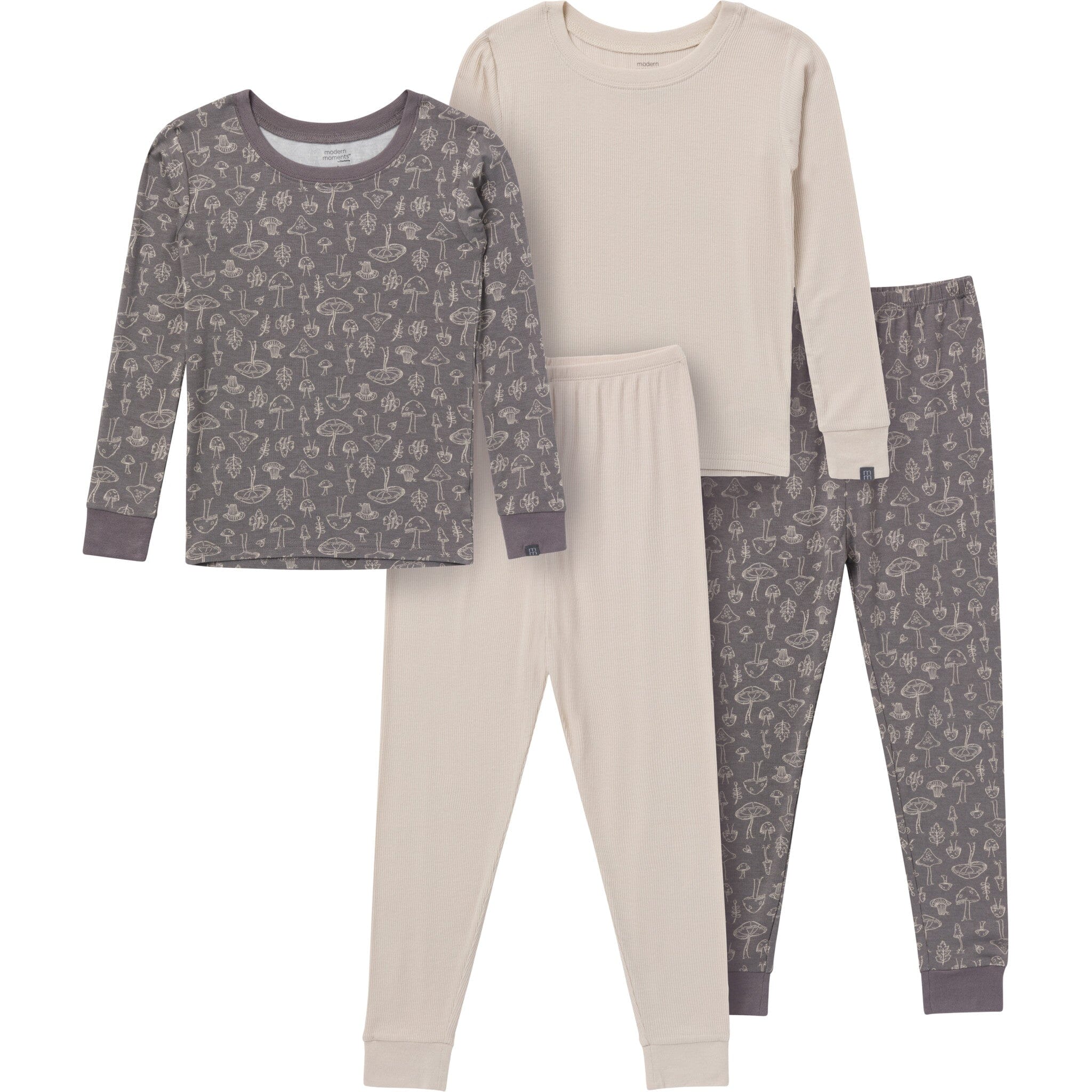 4-Piece Baby Neutral Gray Snug Fitting Pajama Set Sleepwear Gerber® 