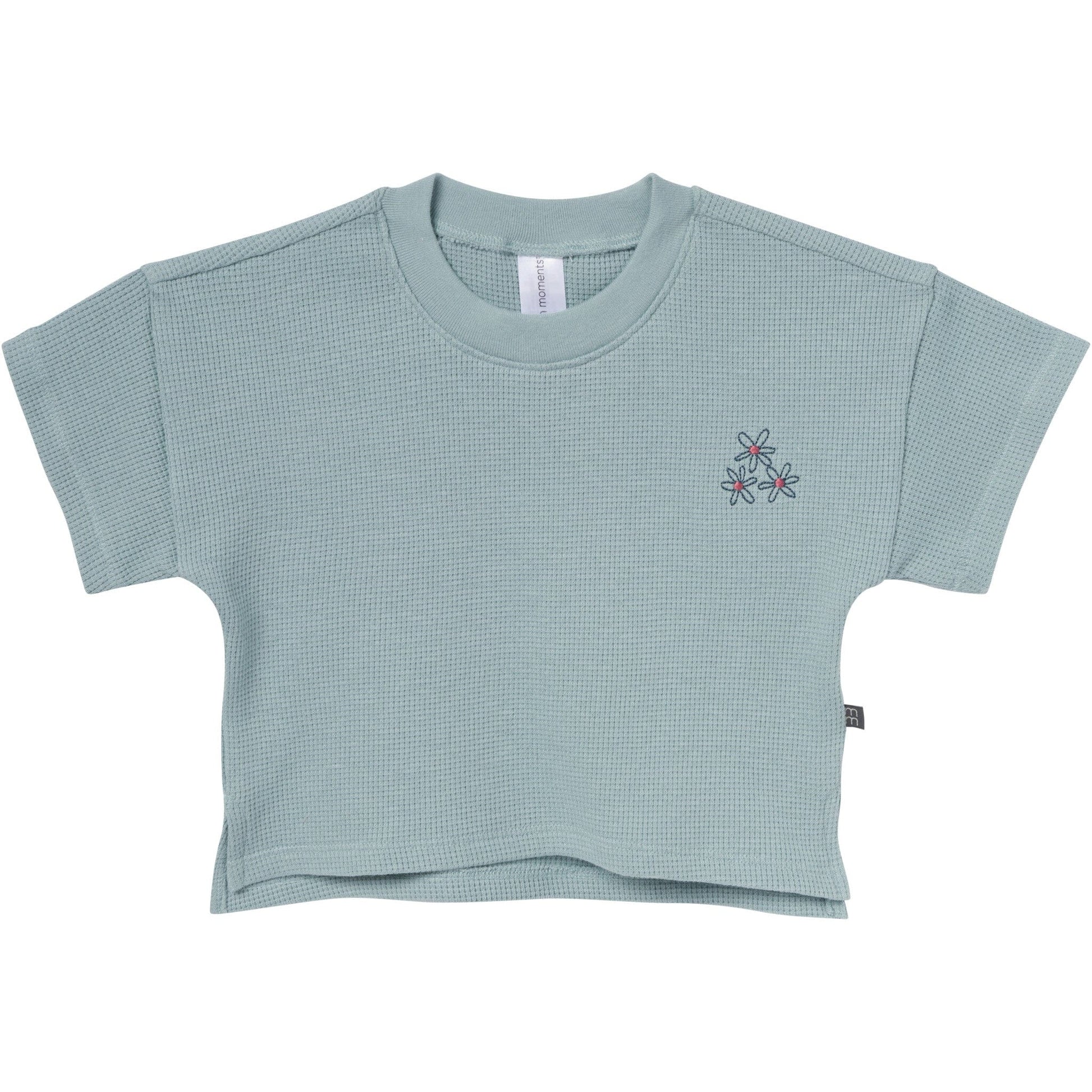 4-Piece Infant & Toddler Girls Light Sky Stripe Drop Shoulder Top and Shorts Set outfits Modern Moments™ by Gerber® 