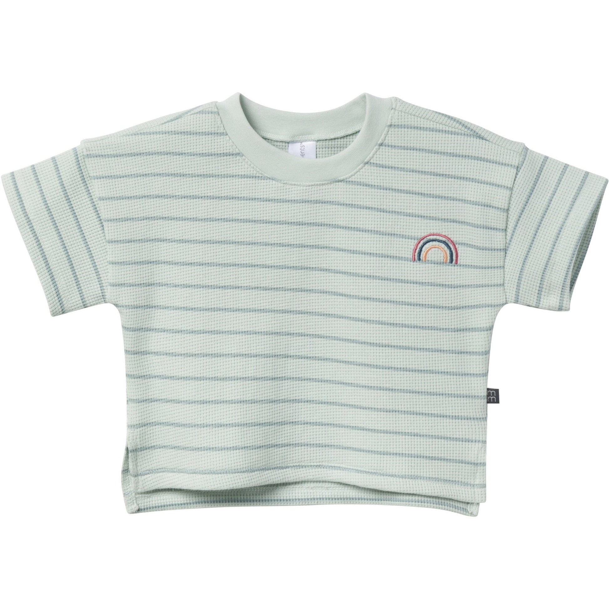 4-Piece Infant & Toddler Girls Light Sky Stripe Drop Shoulder Top and Shorts Set outfits Modern Moments™ by Gerber® 