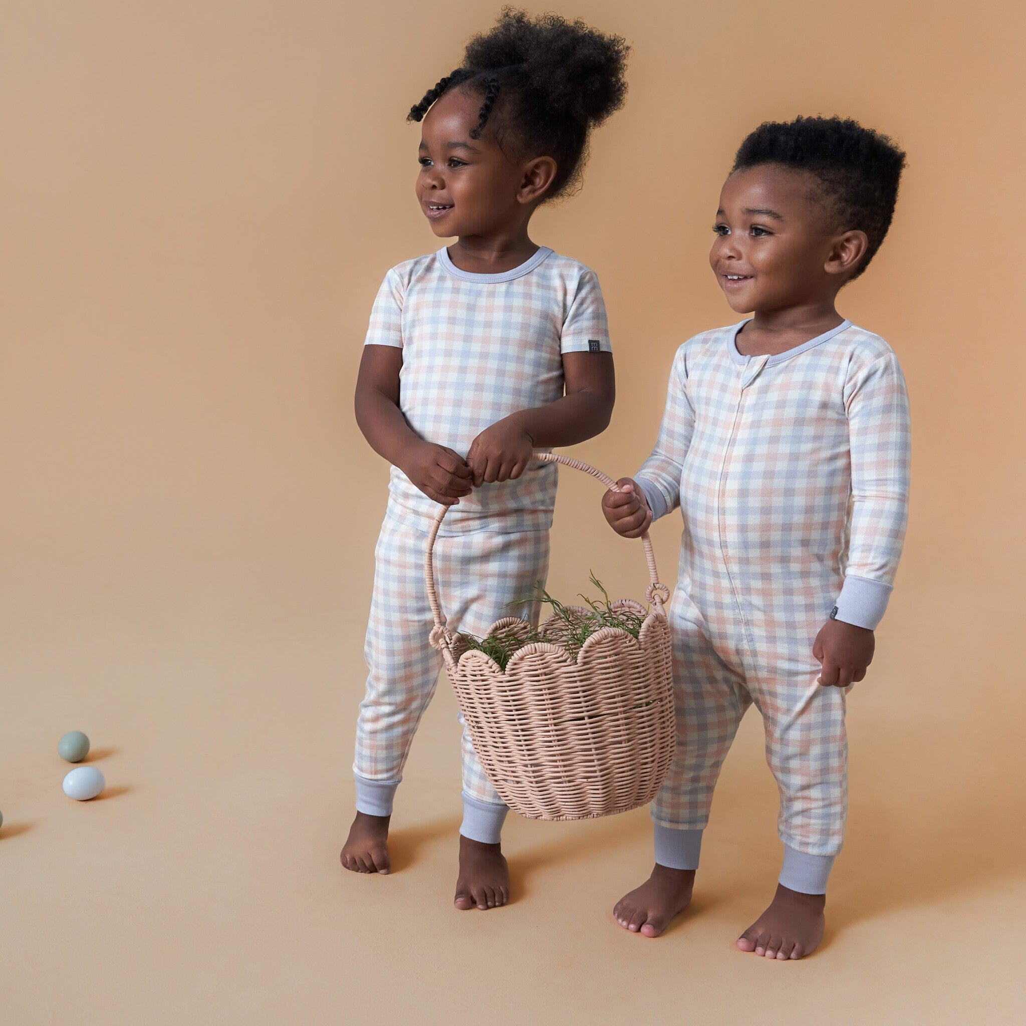 4-Piece Infant & Toddler Neutral Blue Plaid Tight Fitting Footless Pajamas sleepwear Modern Moments™ by Gerber® 