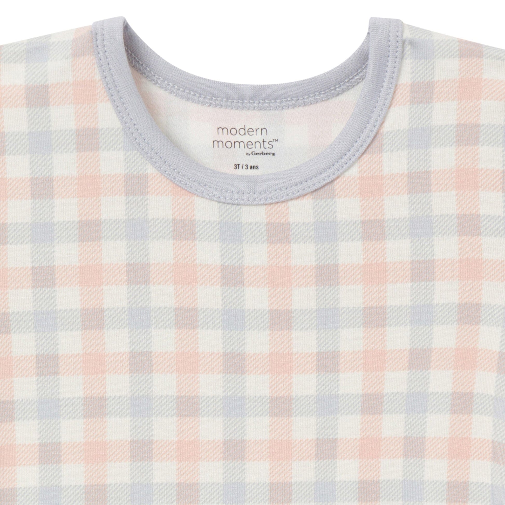 4-Piece Infant & Toddler Neutral Blue Plaid Tight Fitting Footless Pajamas sleepwear Modern Moments™ by Gerber® 