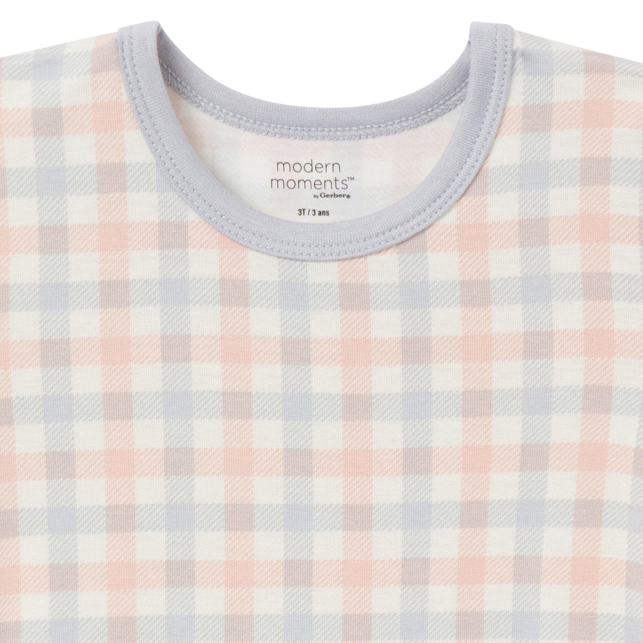 4-Piece Infant & Toddler Neutral Blue Plaid Tight Fitting Footless Pajamas sleepwear Modern Moments™ by Gerber® 