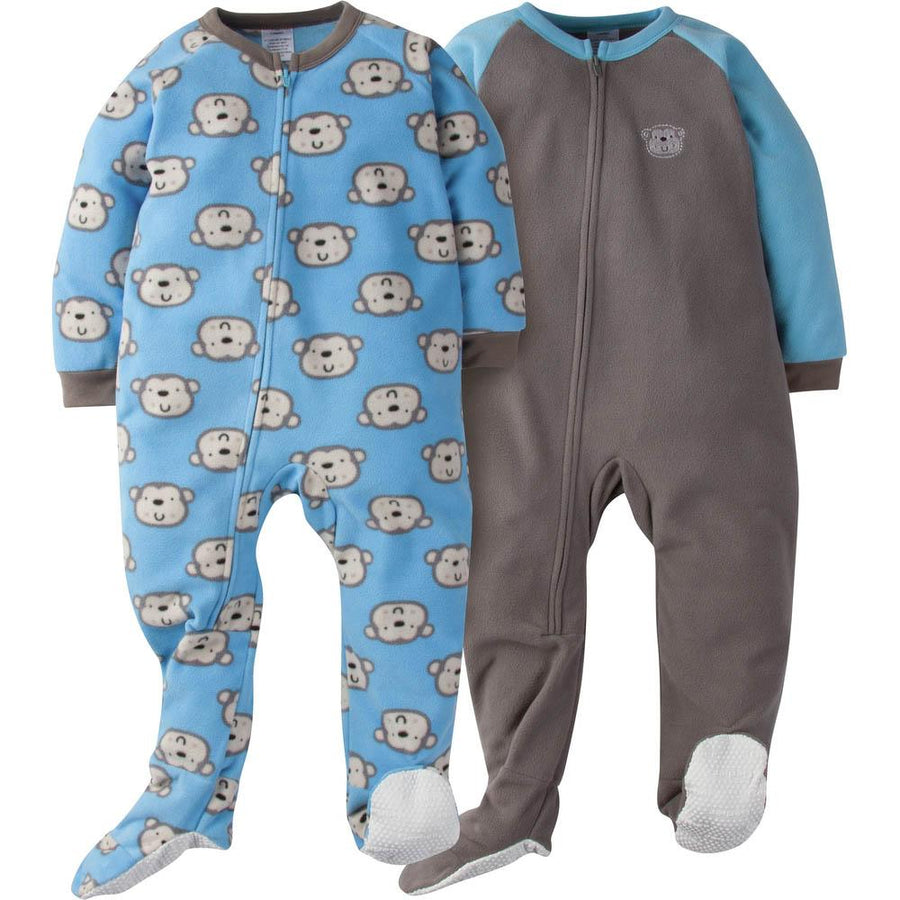 2-Pack Toddler Boys Blue/Brown Fleece Pajamas