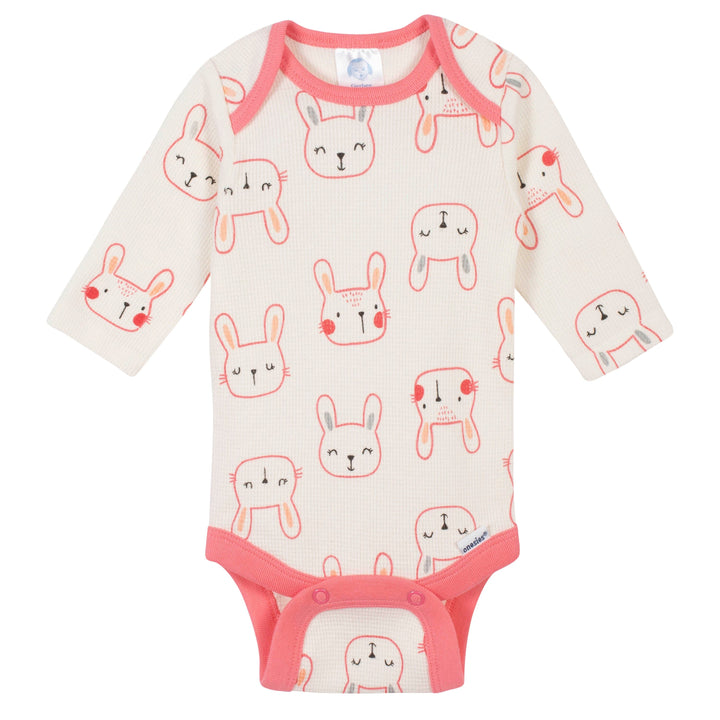 3-Pack Baby Girls Bunny Thermal Long Sleeve Onesies® Bodysuits