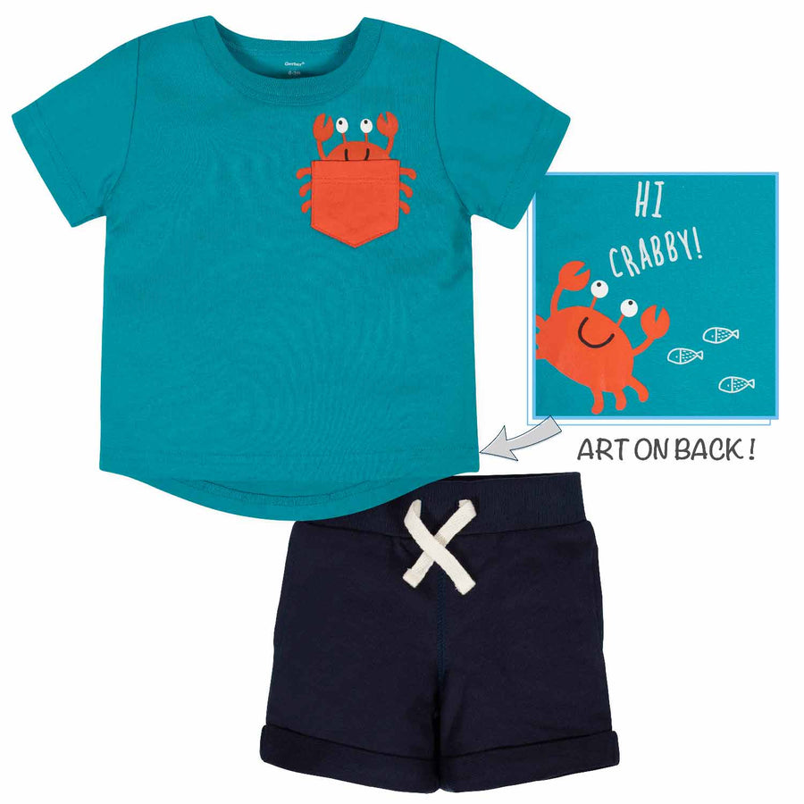 2-Piece Baby Boys Crab Shorts Set