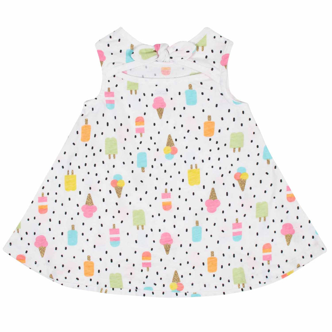 3-Piece Baby Girls Frozen Treats Dress, Diaper Cover, and Hat Set