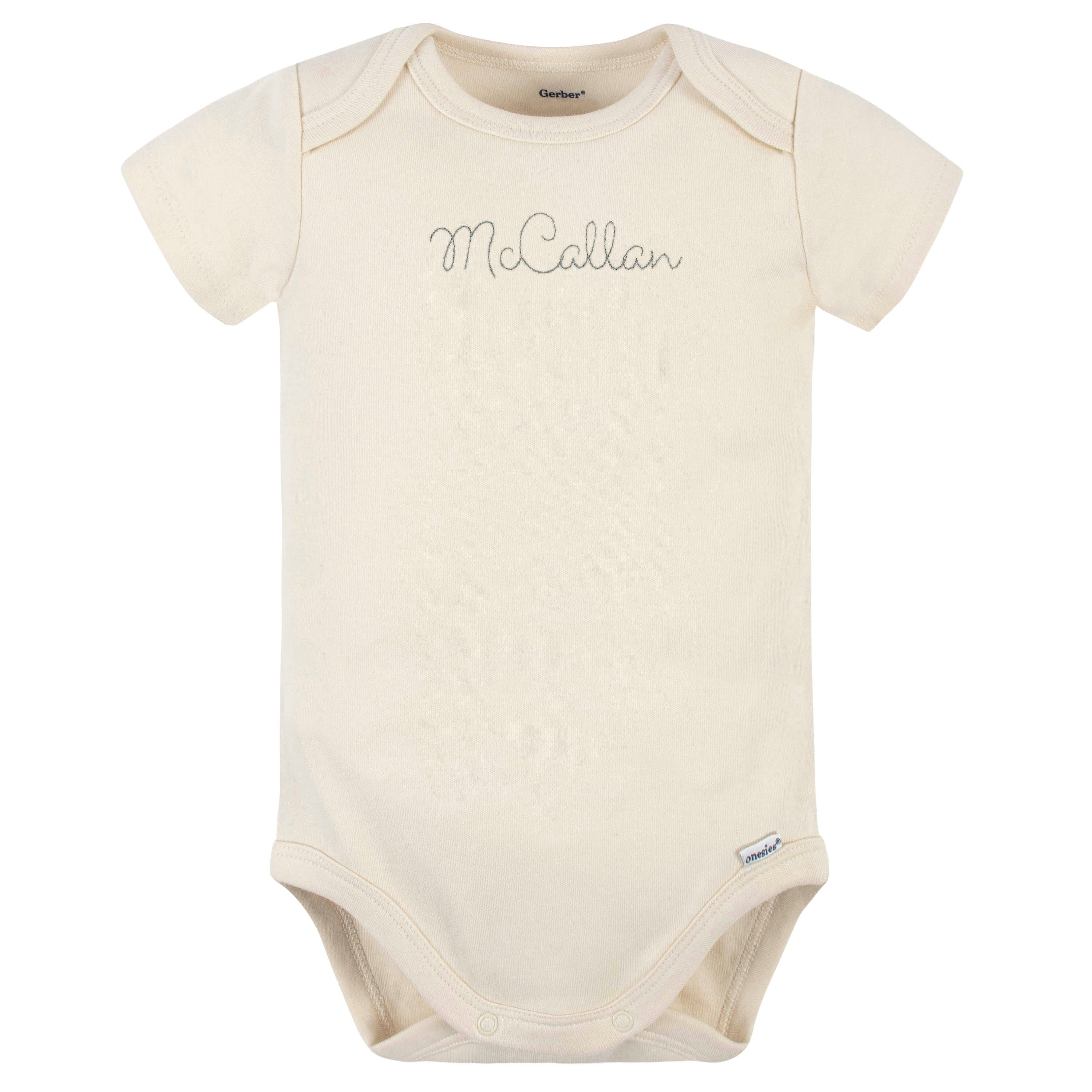 Embroidered Baby Neutral Natural Premium Short Sleeve Onesies® Bodysuit onesies Gerber® 