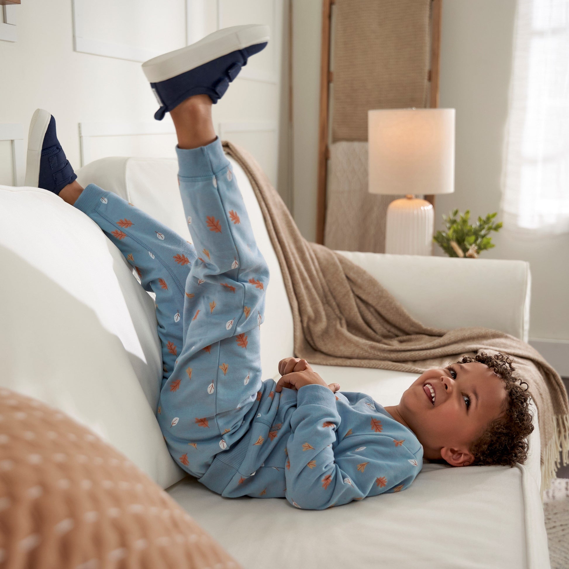 2-Piece Baby & Toddler Boys Blue Leaves Sweatshirt & Active Pant Set