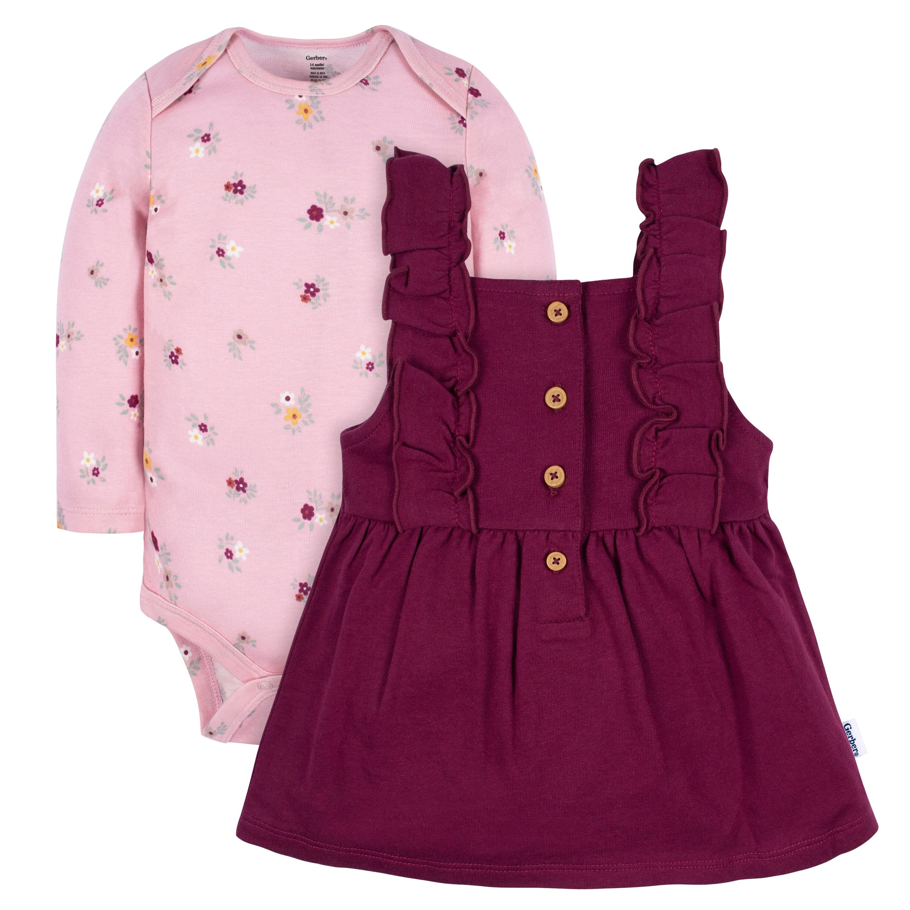 2-Piece Baby Girls Purple Floral Jumper & Top Set
